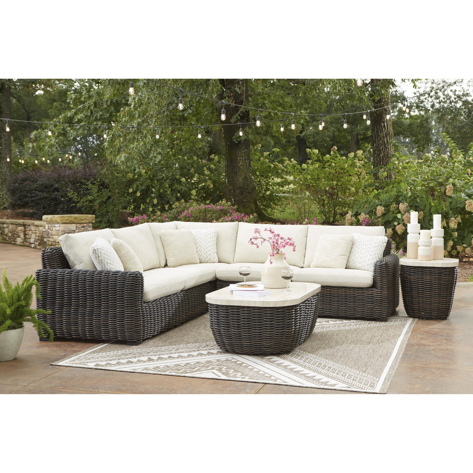 Signature Design by Ashley Kimora P711P1 3 pc Outdoor Sectional - American Furniture of Slidell