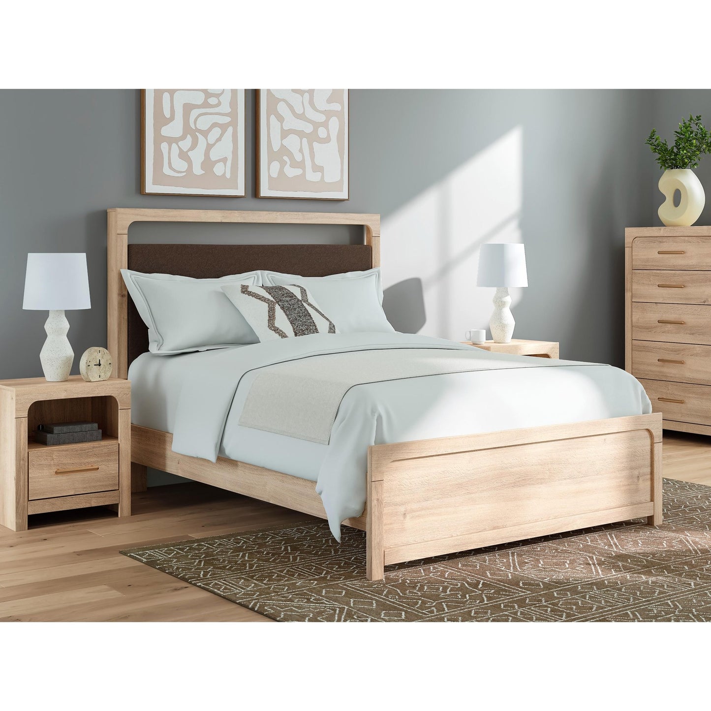 Signature Design by Ashley Kinlanni PCB1360 - 57 Queen Upholstered Panel Headboard - American Furniture of Slidell
