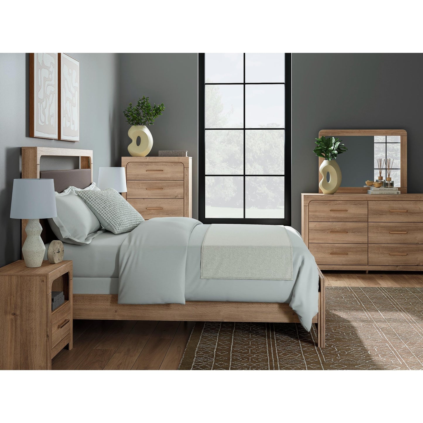 Signature Design by Ashley Kinlanni PCB1360 - 57 Queen Upholstered Panel Headboard - American Furniture of Slidell