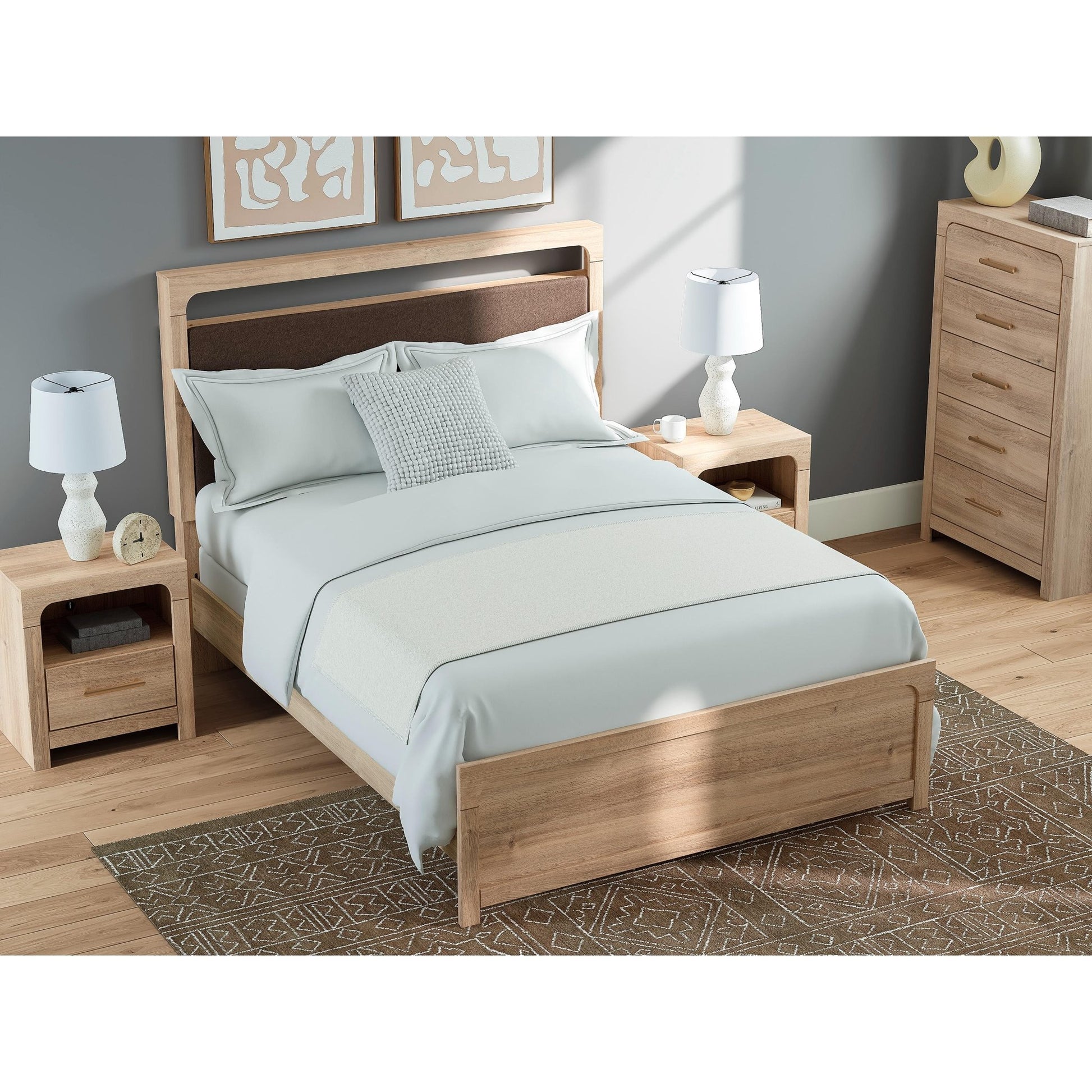 Signature Design by Ashley Kinlanni PCB1360B4 Queen Upholstered Panel Bed - American Furniture of Slidell