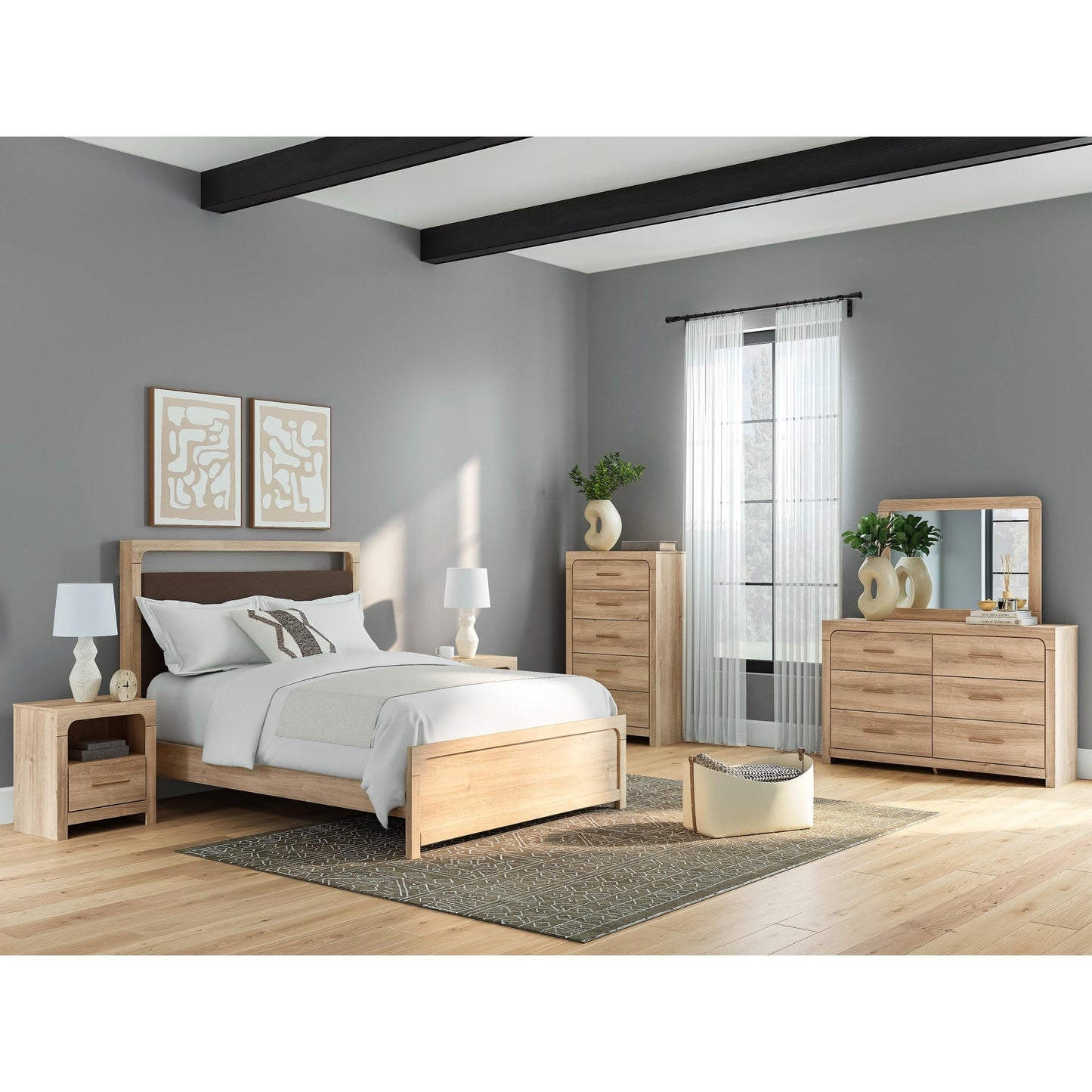Signature Design by Ashley Kinlanni PCB1360B4 Queen Upholstered Panel Bed - American Furniture of Slidell