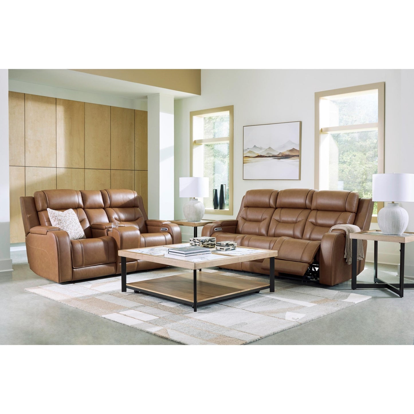 Signature Design by Ashley Knightington PCU1160018A Power Reclining Love with Audio Seating - American Furniture of Slidell