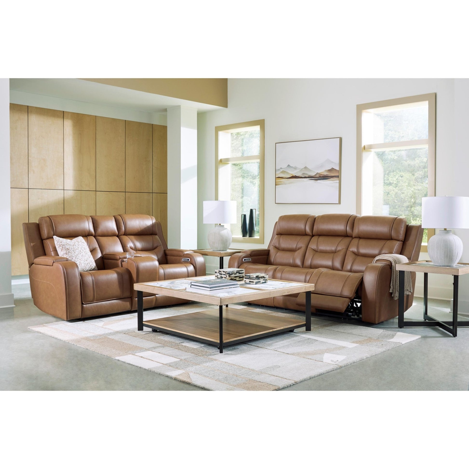 Signature Design by Ashley Knightington PCU1160018A Power Reclining Love with Audio Seating - American Furniture of Slidell