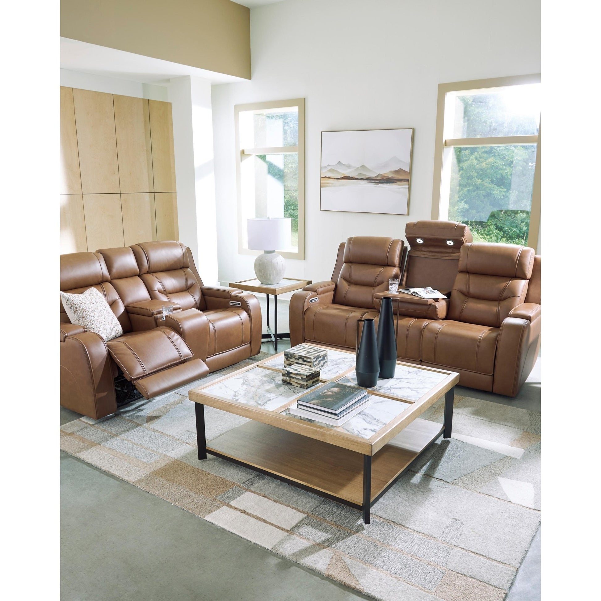 Signature Design by Ashley Knightington PCU1160018A Power Reclining Love with Audio Seating - American Furniture of Slidell