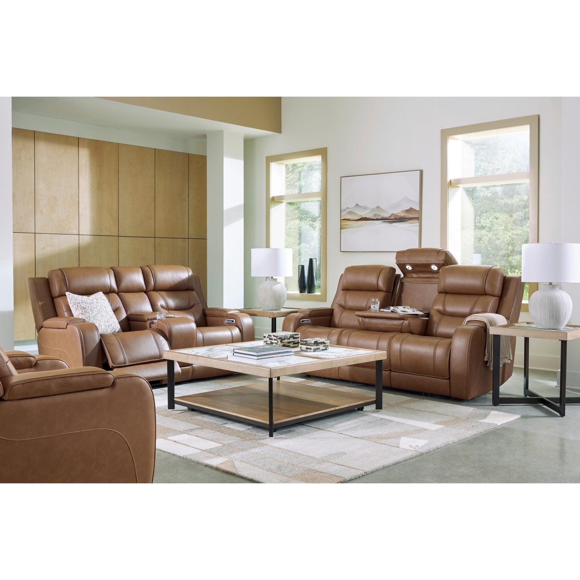 Signature Design by Ashley Knightington PCU1160018A Power Reclining Love with Audio Seating - American Furniture of Slidell