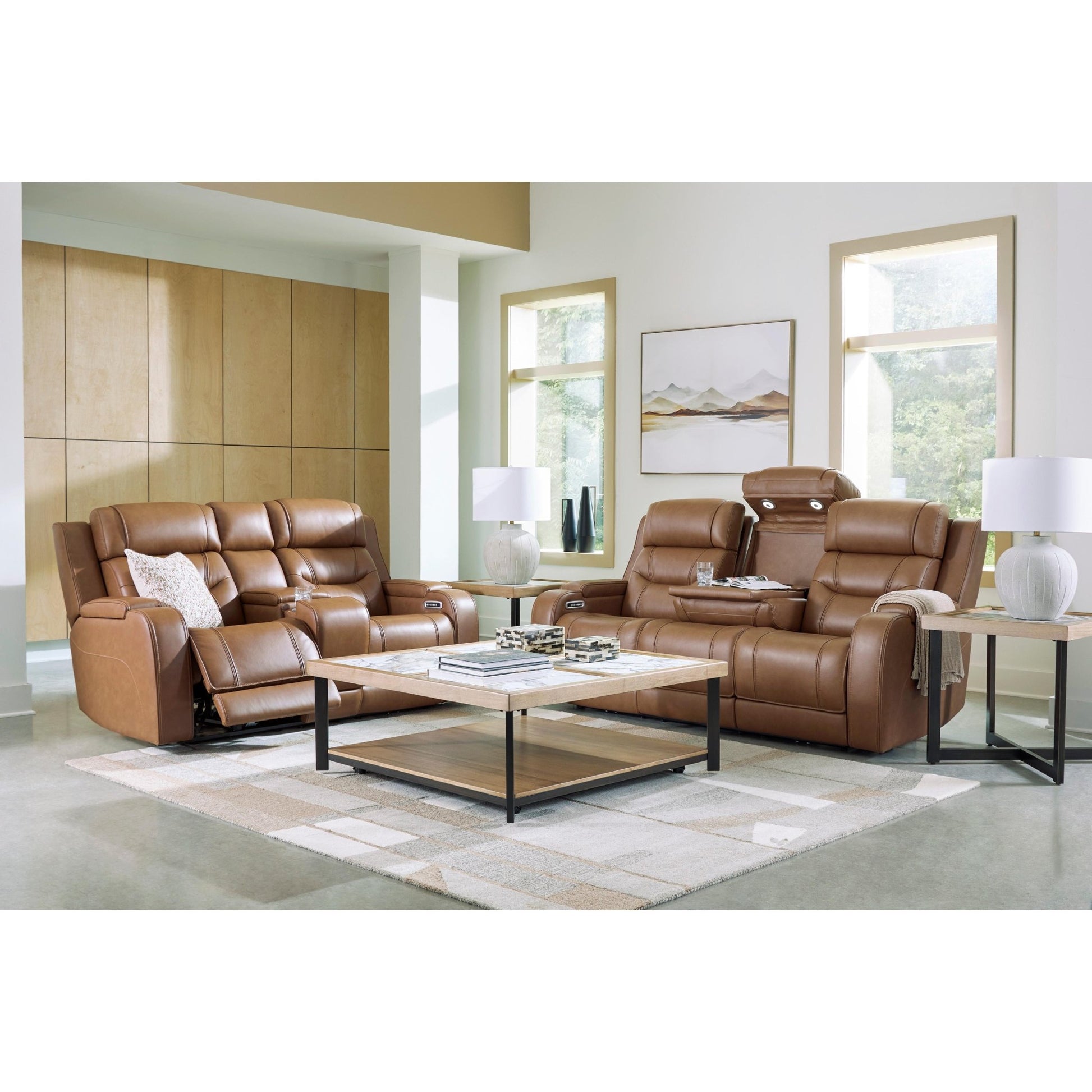 Signature Design by Ashley Knightington PCU1160018A Power Reclining Love with Audio Seating - American Furniture of Slidell