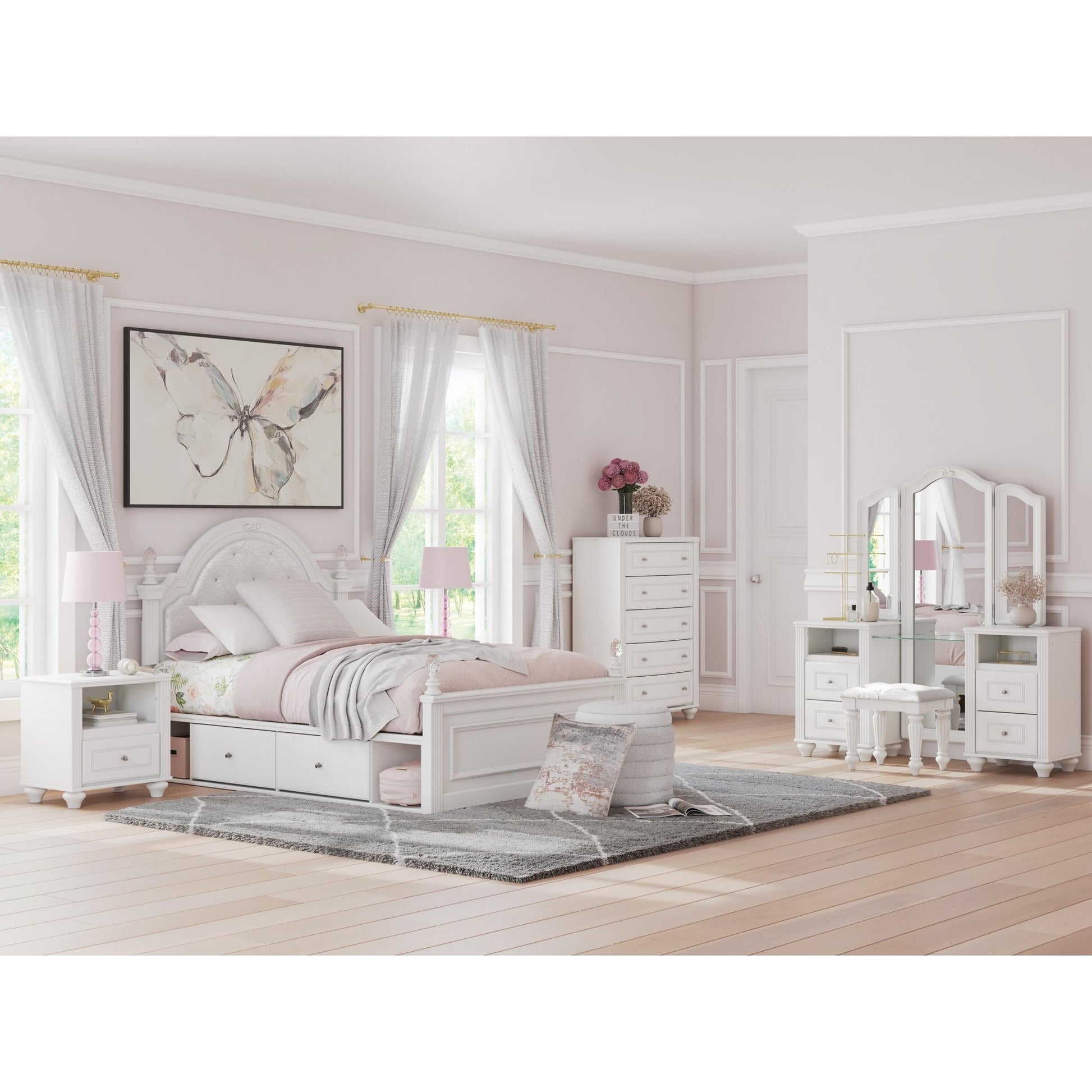 Signature Design by Ashley Kozlani Full Upholstered Panel Bed with Storage PCB1819 - 187/PCB1819 - 150/PCB1819 - 84/B100 - 12 - American Furniture of Slidell