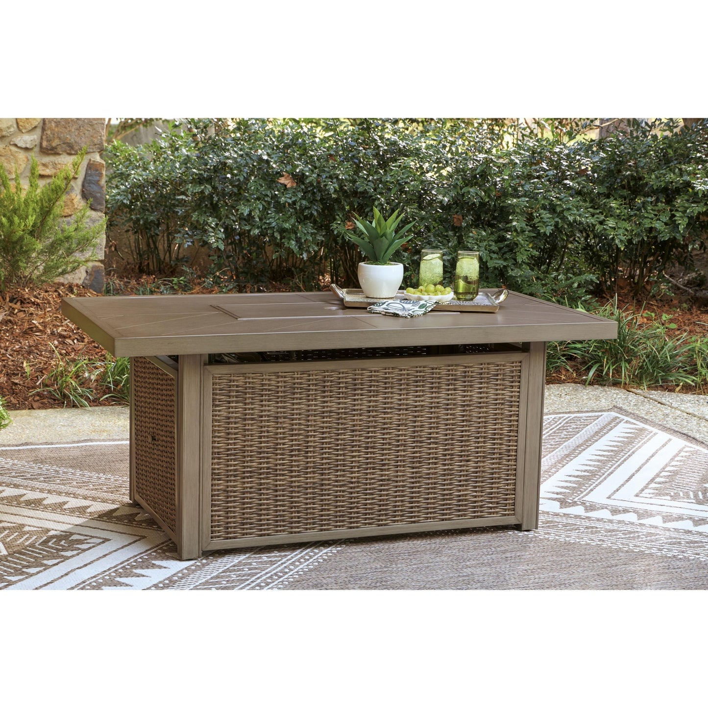 Signature Design by Ashley Laguna Heights PCP790 - 773 Rectangular Fire Pit Table - American Furniture of Slidell