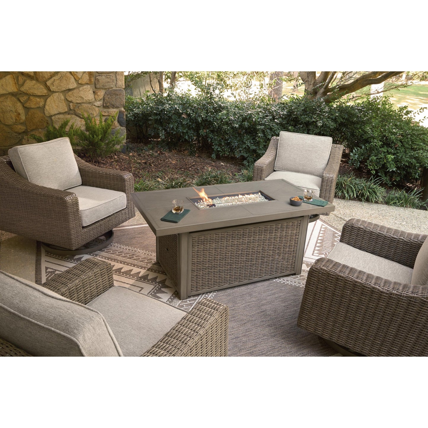Signature Design by Ashley Laguna Heights PCP790 - 773 Rectangular Fire Pit Table - American Furniture of Slidell