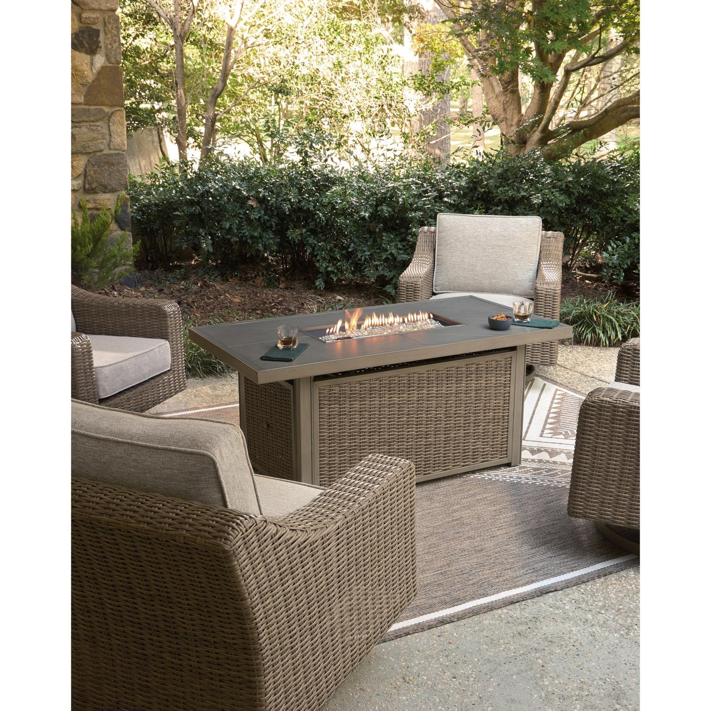 Signature Design by Ashley Laguna Heights PCP790 - 773 Rectangular Fire Pit Table - American Furniture of Slidell