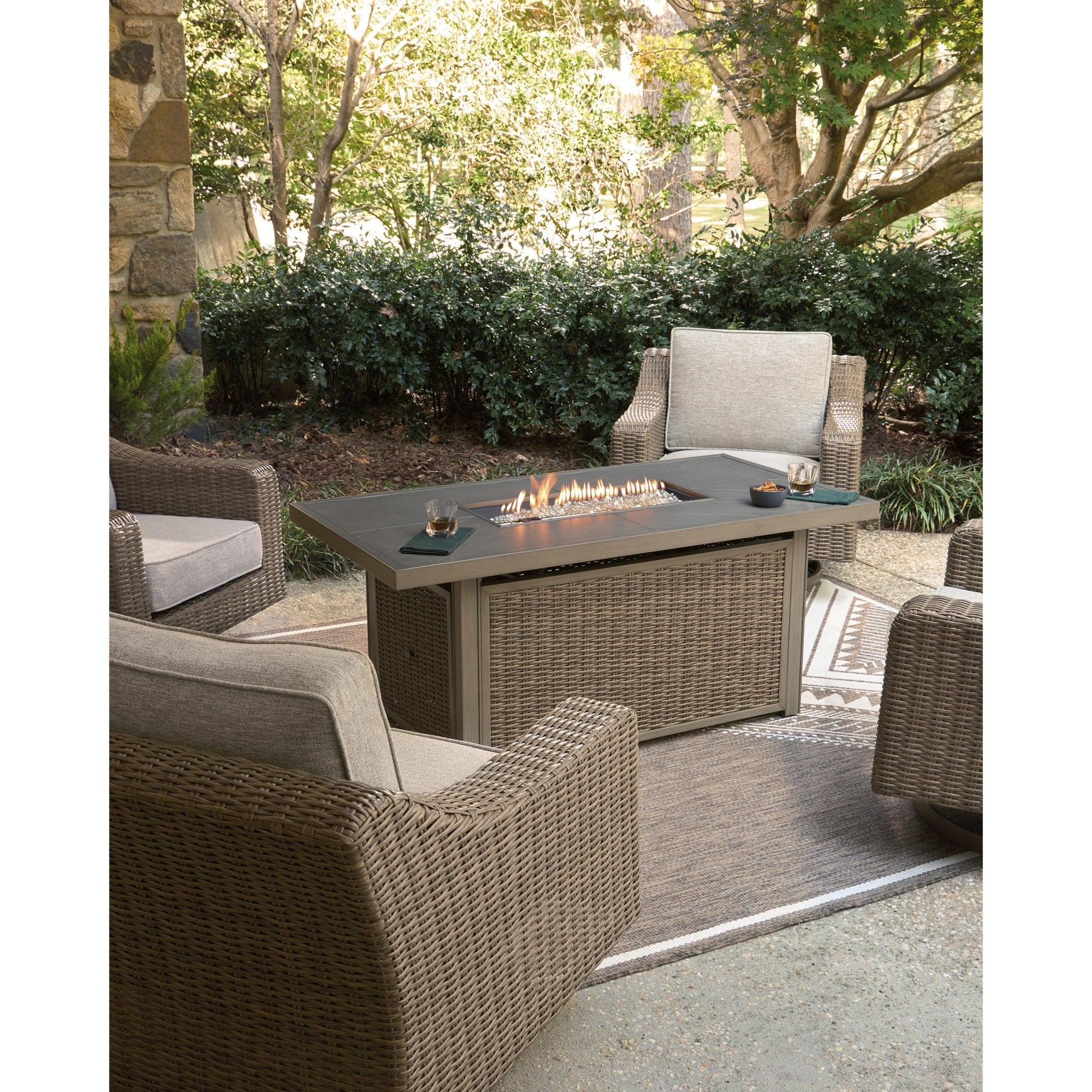 Signature Design by Ashley Laguna Heights PCP790 - 773 Rectangular Fire Pit Table - American Furniture of Slidell