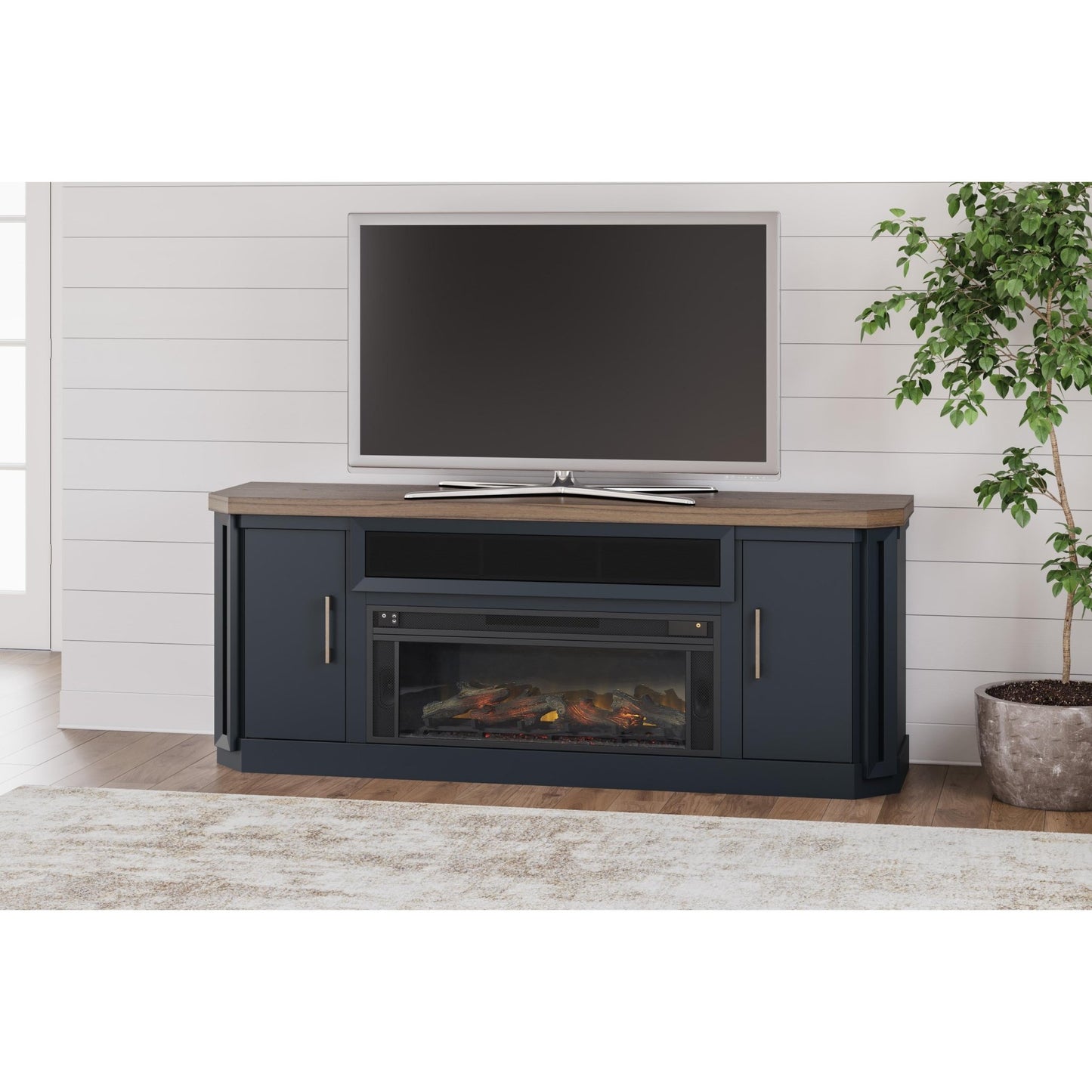 Signature Design by Ashley Landocken W402W1 83" TV Stand with Electric Fireplace - American Furniture of Slidell