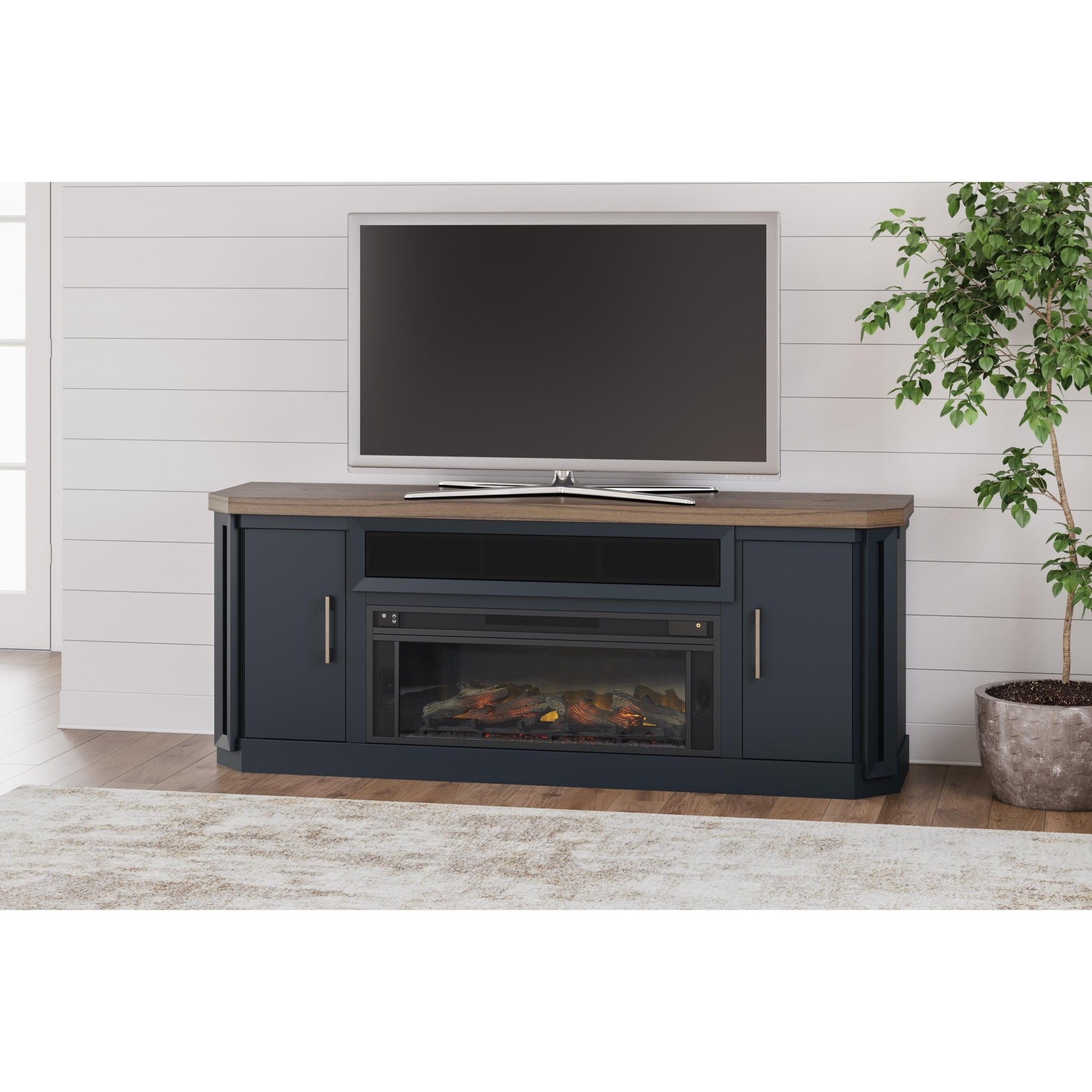 Signature Design by Ashley Landocken W402W1 83" TV Stand with Electric Fireplace - American Furniture of Slidell