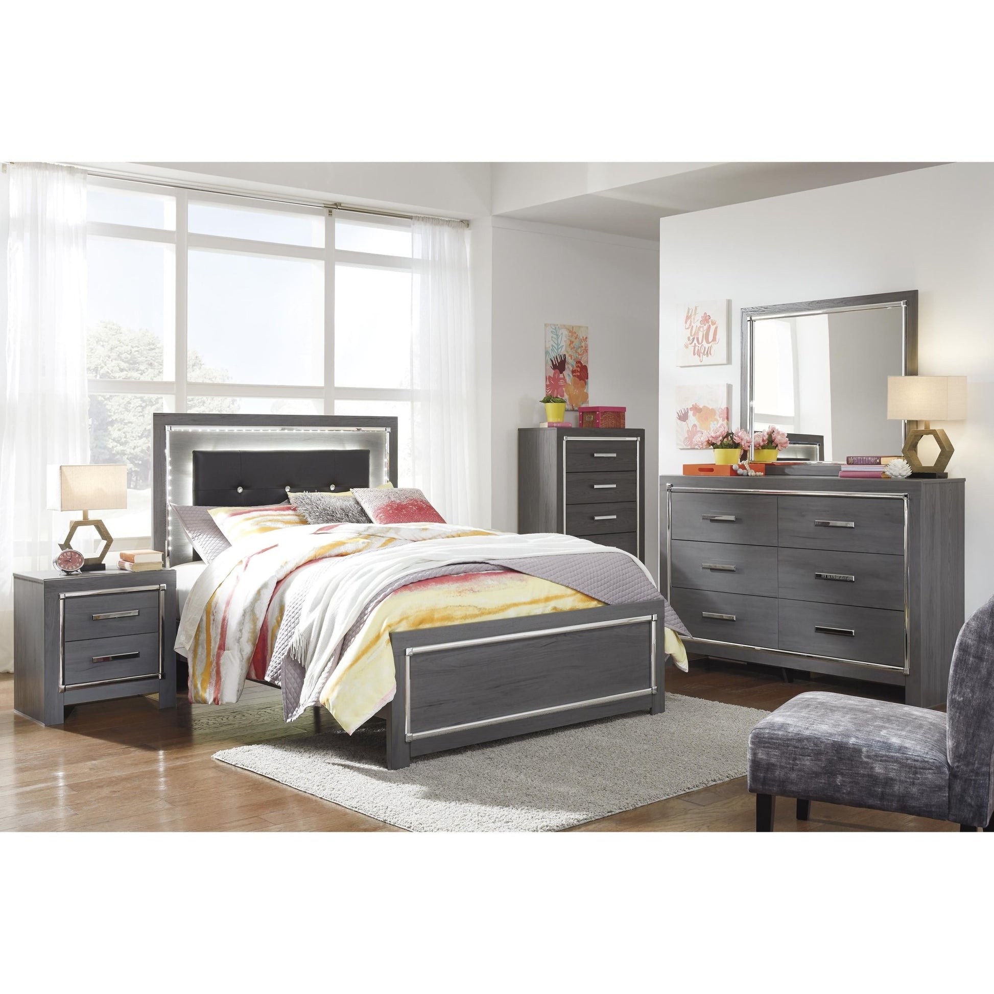Signature Design by Ashley Lodanna B214 - 87 Full Upholstered Panel Headboard - American Furniture of Slidell
