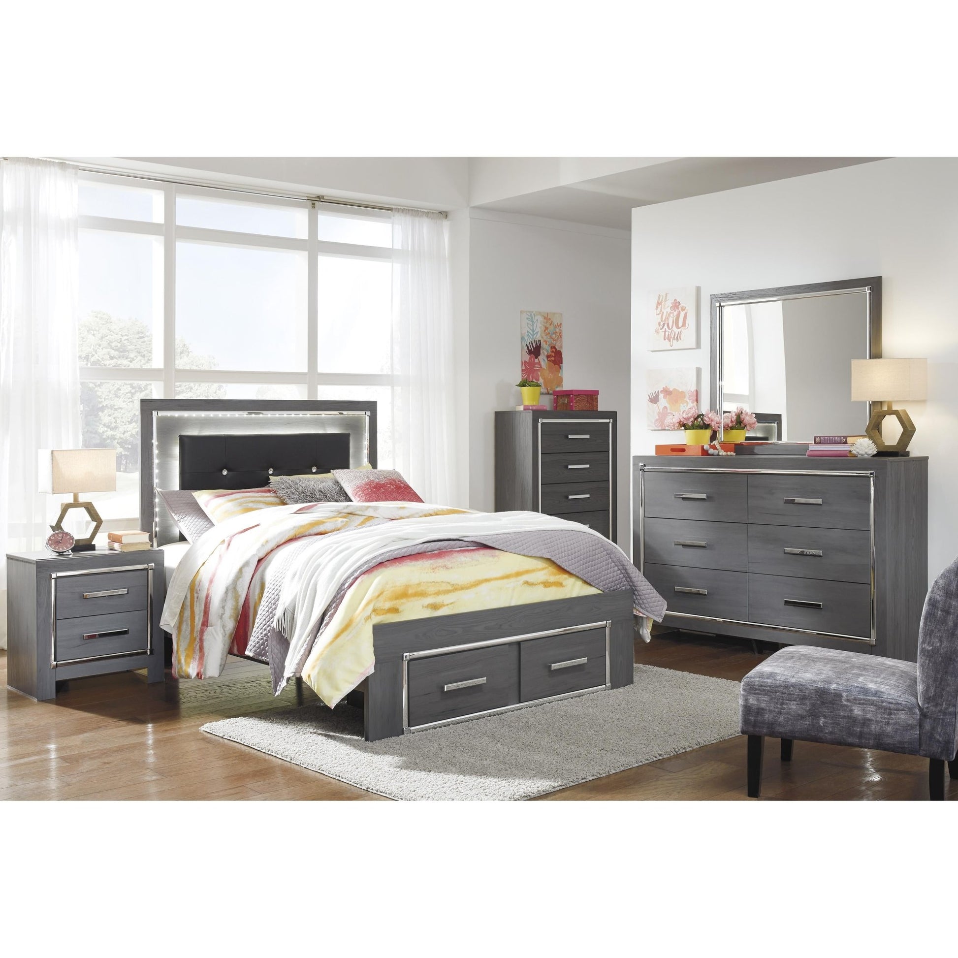 Signature Design by Ashley Lodanna B214 - 87 Full Upholstered Panel Headboard - American Furniture of Slidell
