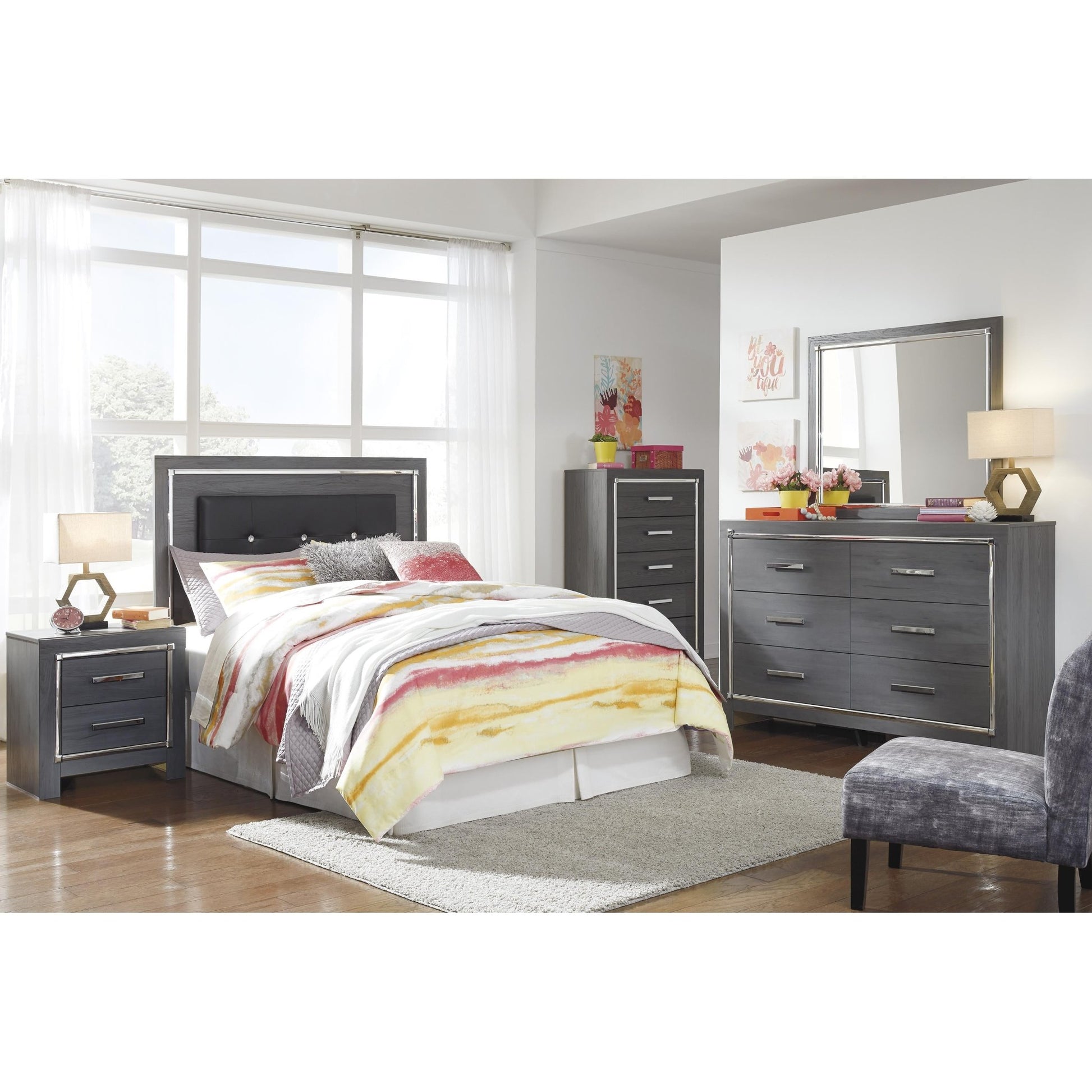 Signature Design by Ashley Lodanna B214 - 87 Full Upholstered Panel Headboard - American Furniture of Slidell