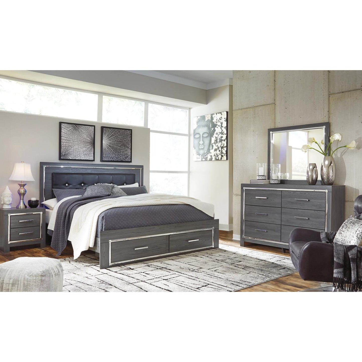 Signature Design by Ashley Lodanna B214B17 6 pc King Panel Storage Bedroom Set - American Furniture of Slidell