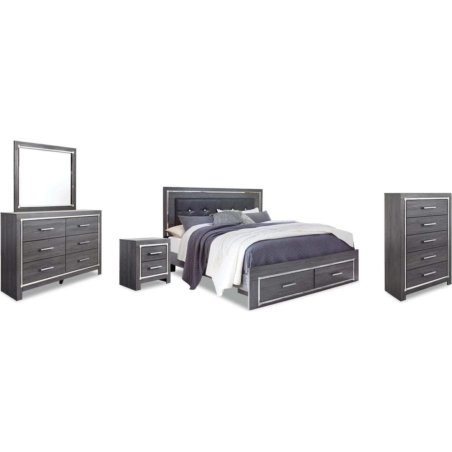 Signature Design by Ashley Lodanna B214B25 7 pc King Panel Storage Bedroom Set - American Furniture of Slidell