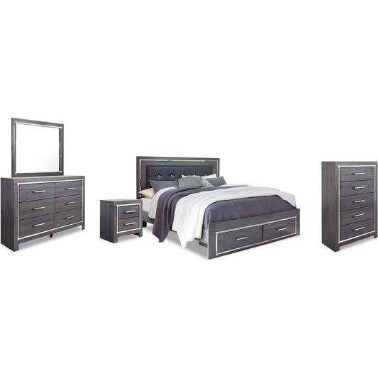 Signature Design by Ashley Lodanna B214B25 7 pc King Panel Storage Bedroom Set - American Furniture of Slidell
