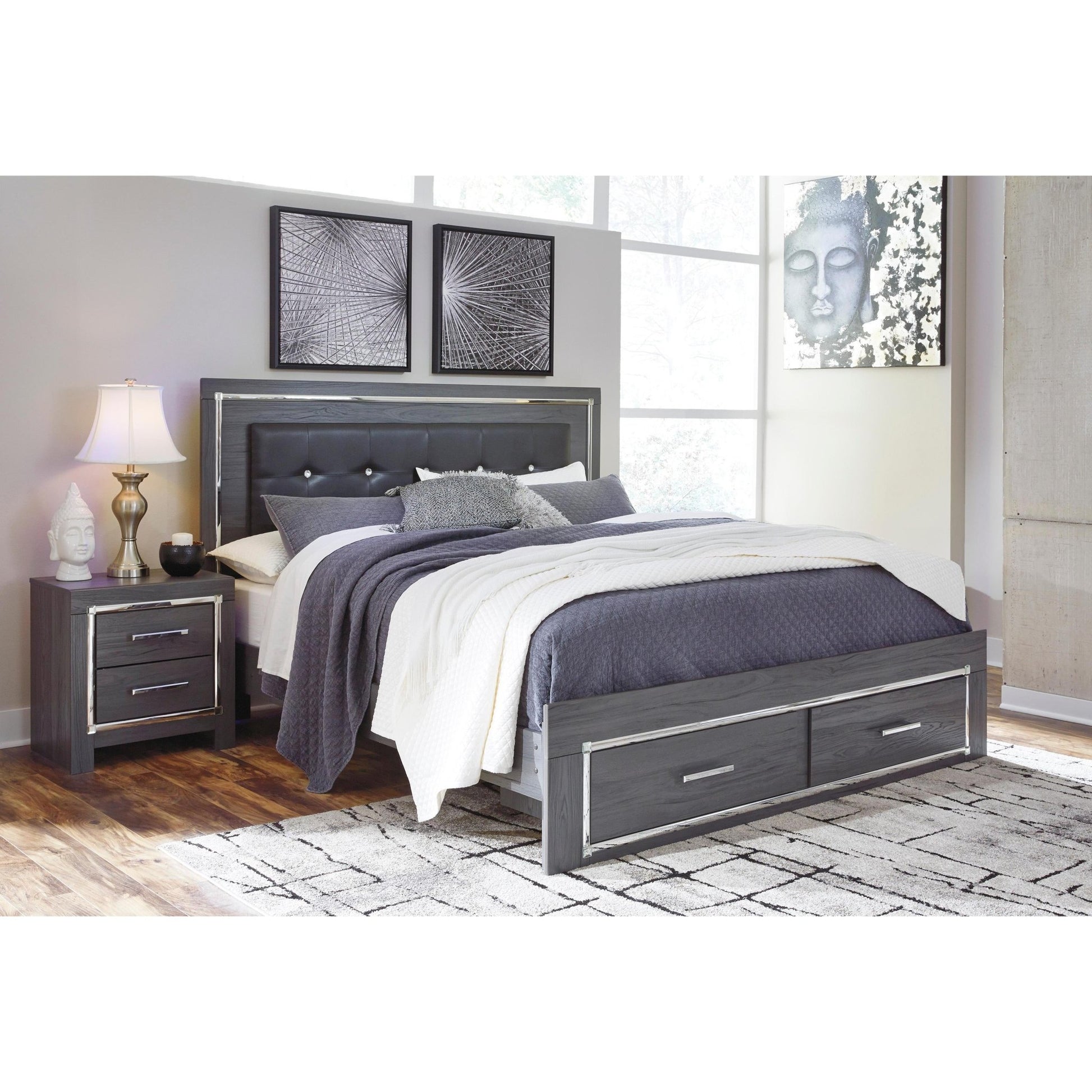 Signature Design by Ashley Lodanna B214B32 7 pc King Panel Storage Bedroom Set - American Furniture of Slidell