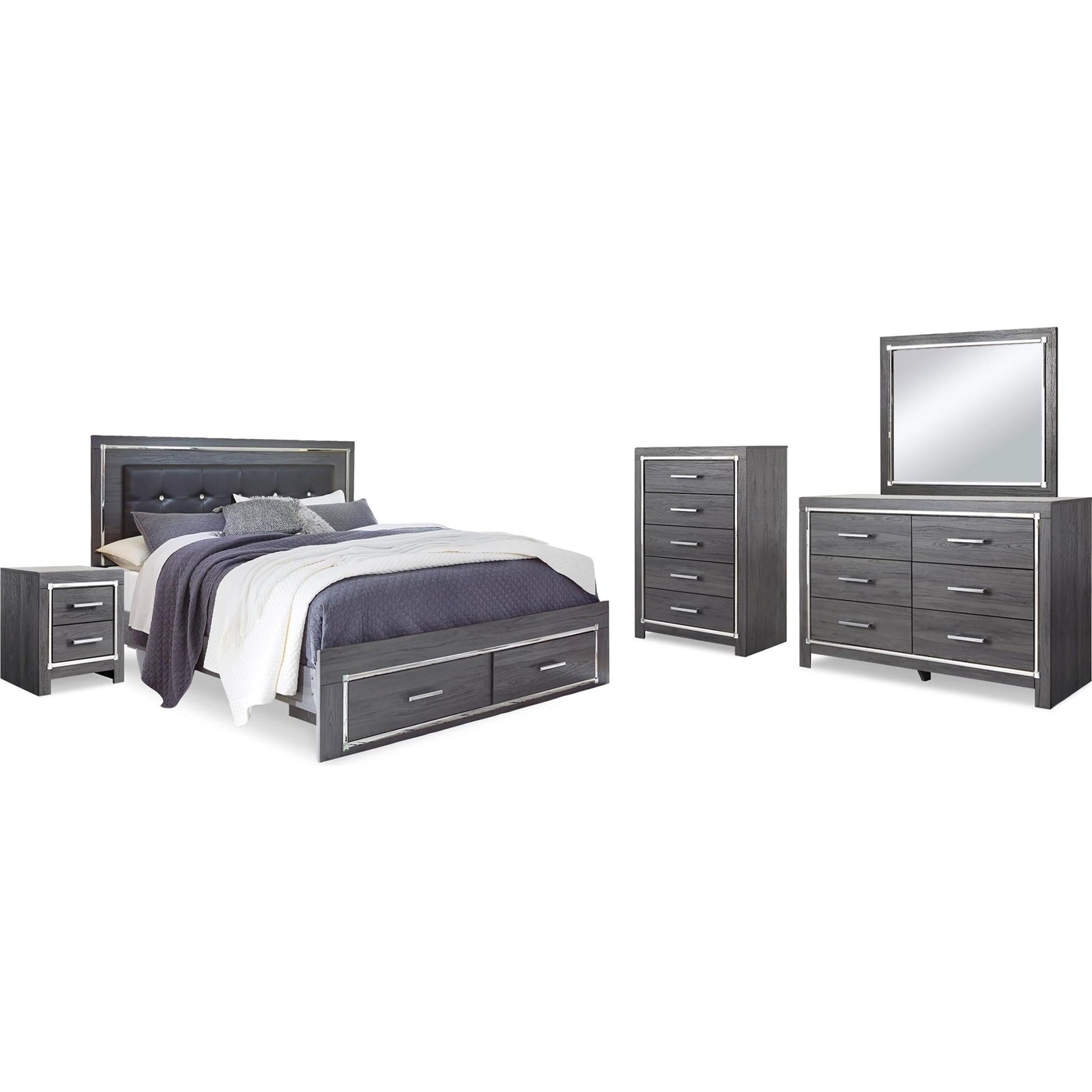 Signature Design by Ashley Lodanna B214B35 7 pc King Panel Storage Bedroom Set - American Furniture of Slidell
