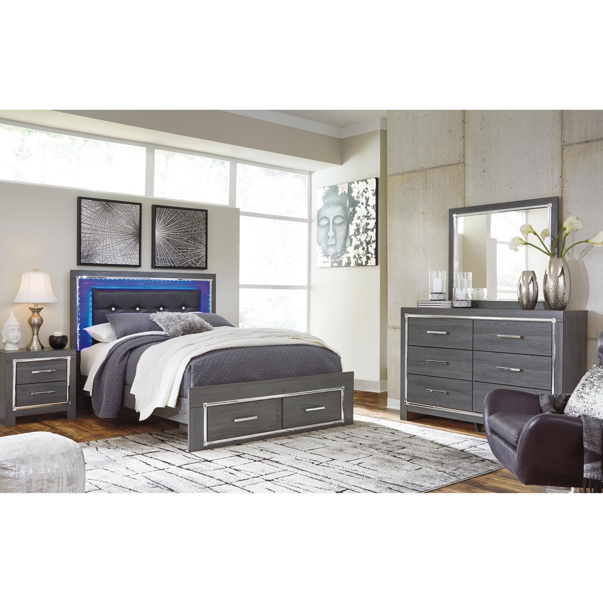 Signature Design by Ashley Lodanna B214B40 7 pc Queen Panel Bedroom Set - American Furniture of Slidell