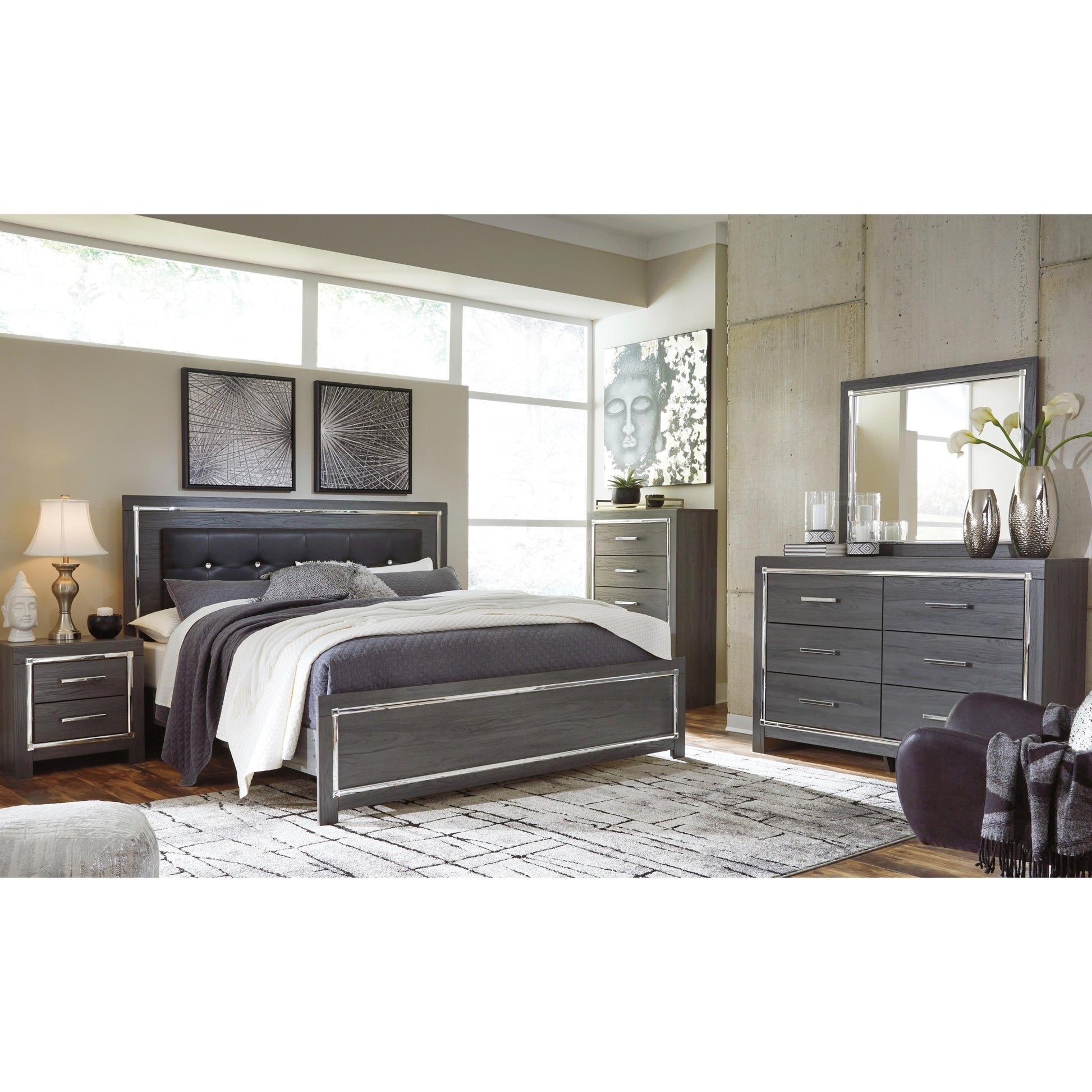 Signature Design by Ashley Lodanna B214B45 8 pc King Panel Bedroom Set - American Furniture of Slidell