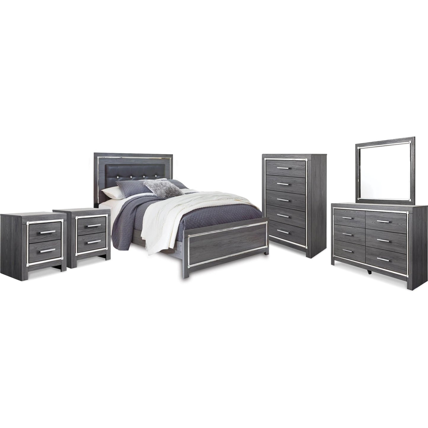 Signature Design by Ashley Lodanna B214B49 8 pc Queen Panel Bedroom Set - American Furniture of Slidell