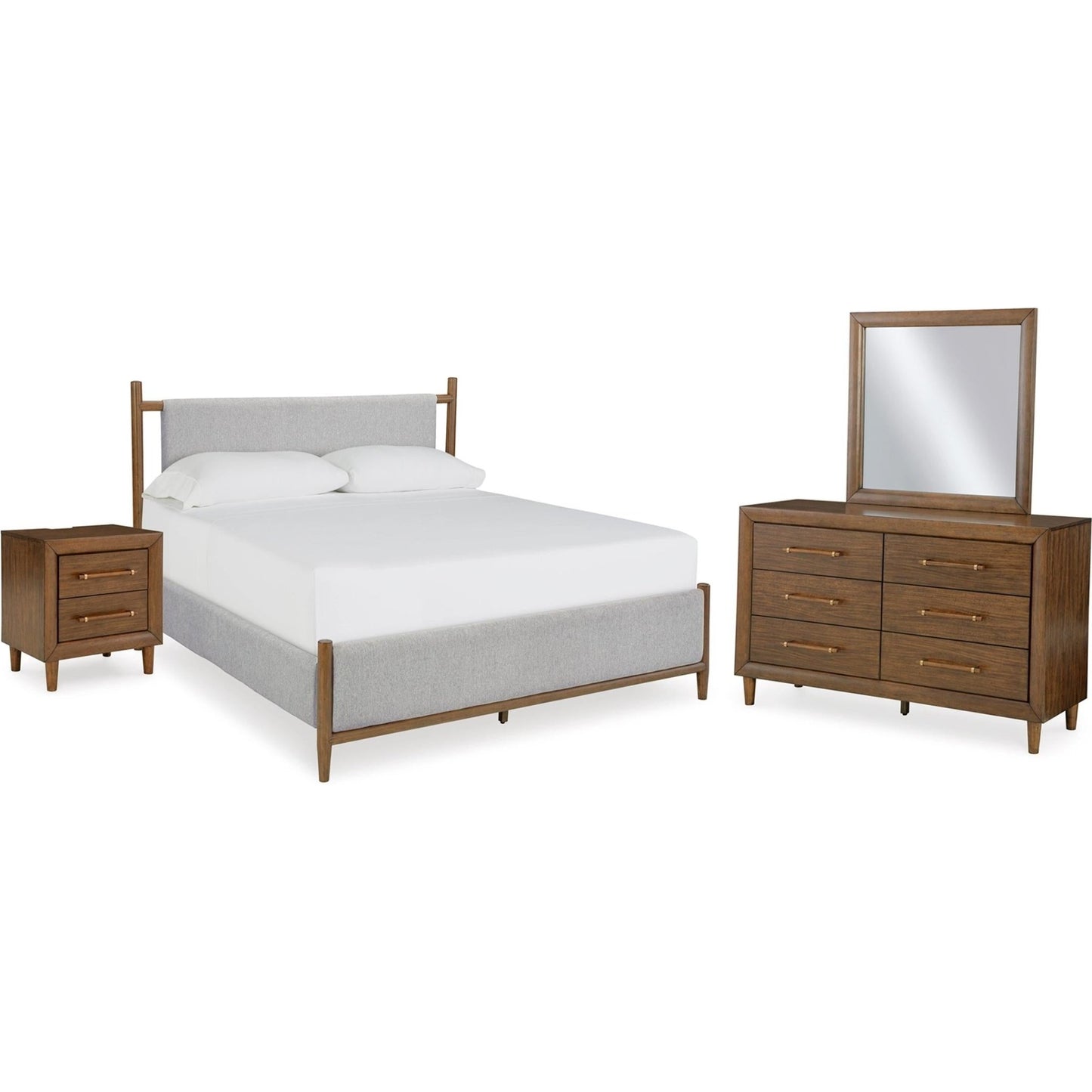 Signature Design by Ashley Lyncott B615B12 6 pc Queen Upholstered Panel Bedroom Set - American Furniture of Slidell