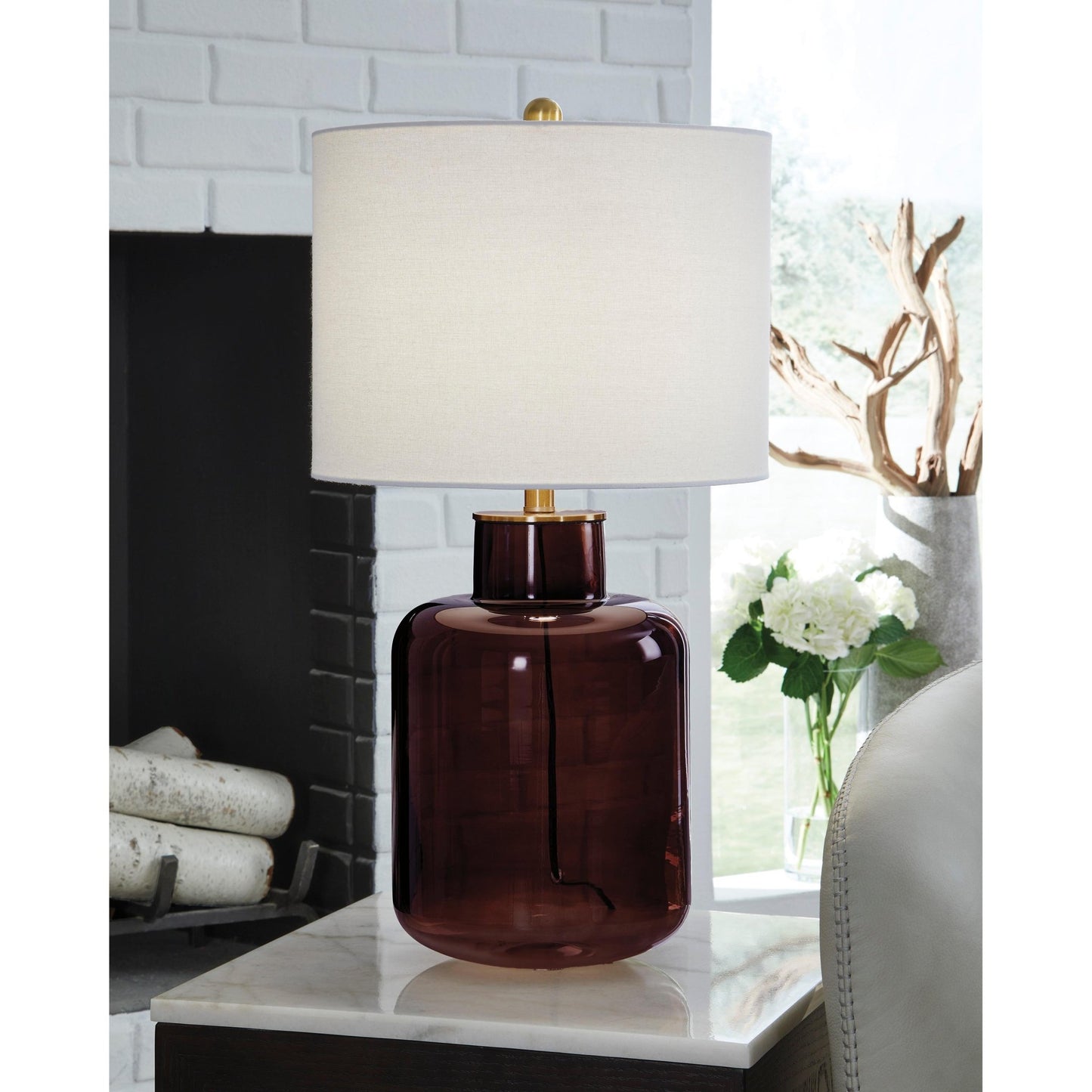 Signature Design by Ashley Mette L430924 Glass Table Lamp - American Furniture of Slidell