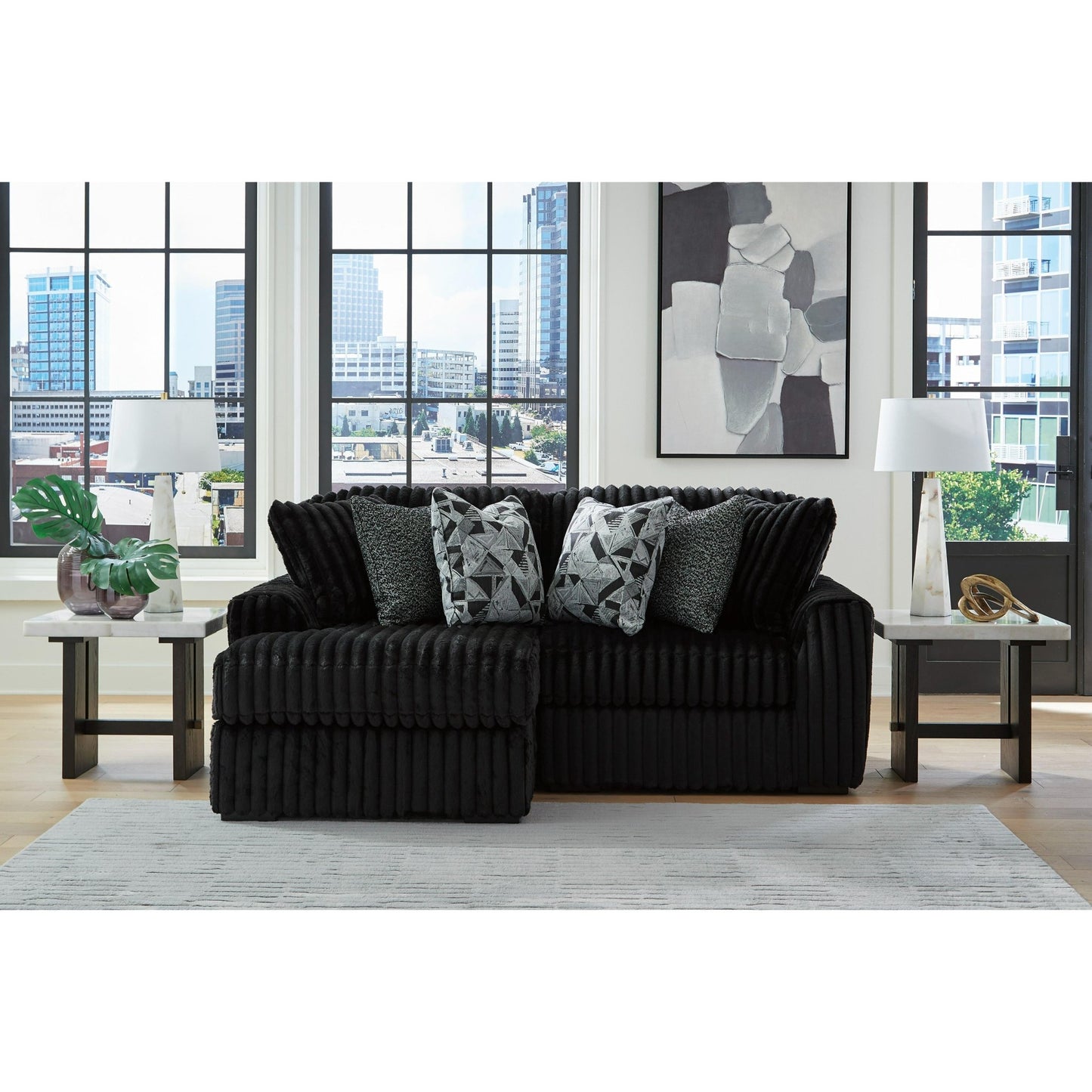 Signature Design by Ashley Midnight - Madness 98103S13 2 pc Sectional with Chaise - American Furniture of Slidell