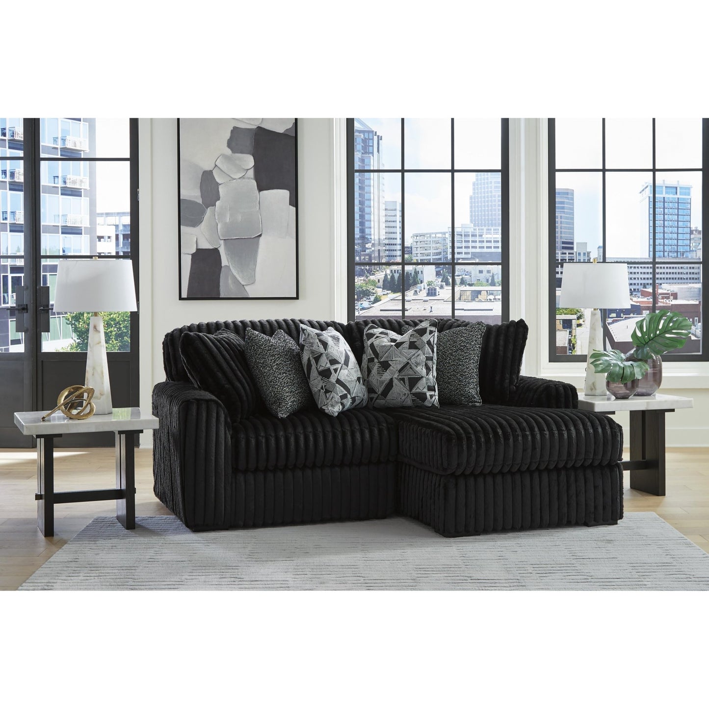 Signature Design by Ashley Midnight - Madness 98103S14 2 pc Sectional with Chaise - American Furniture of Slidell