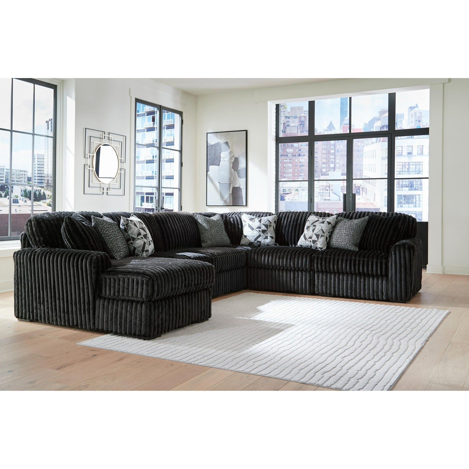 Signature Design by Ashley Midnight - Madness 98103S23 6 pc Sectional with Chaise - American Furniture of Slidell