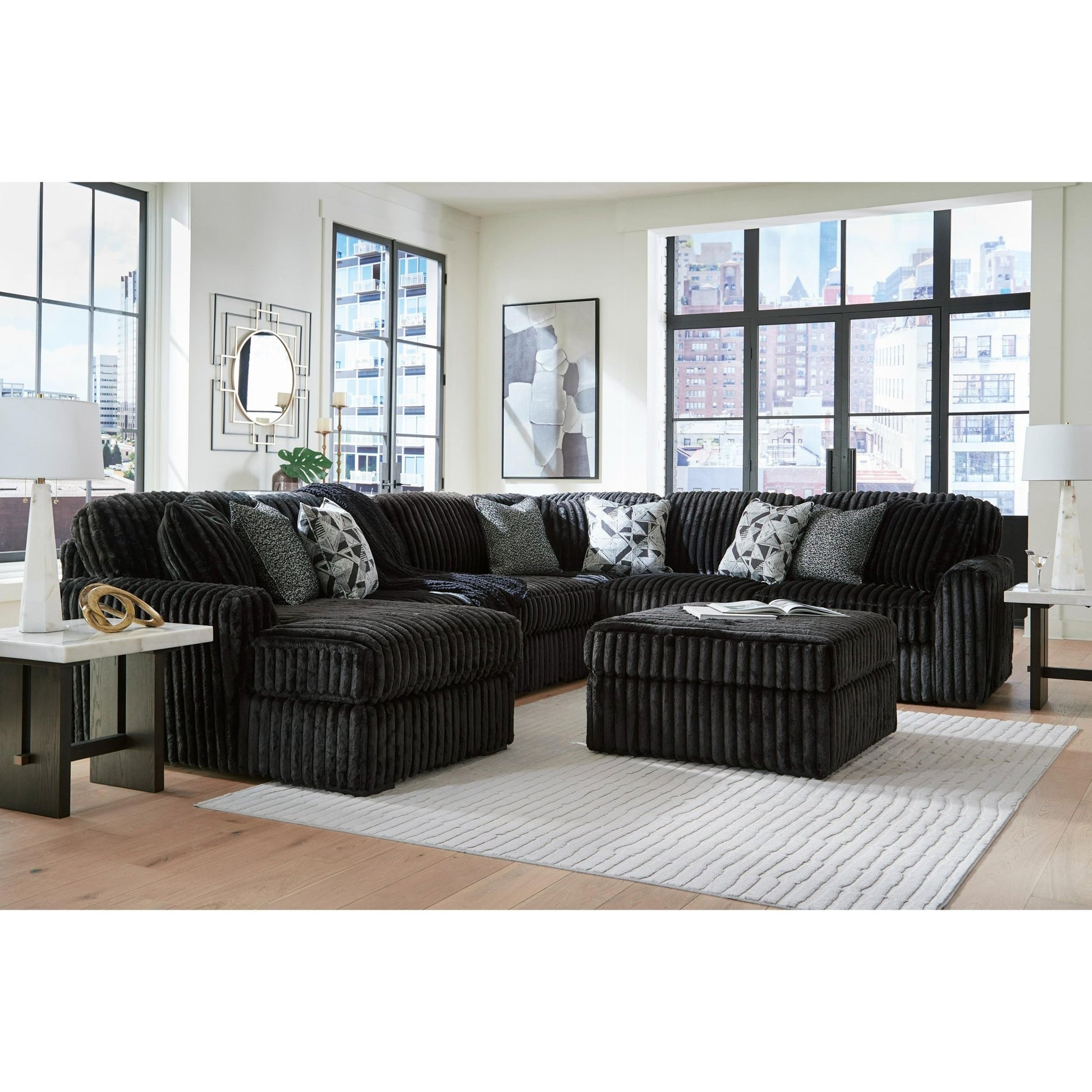 Signature Design by Ashley Midnight - Madness 98103S23 6 pc Sectional with Chaise - American Furniture of Slidell