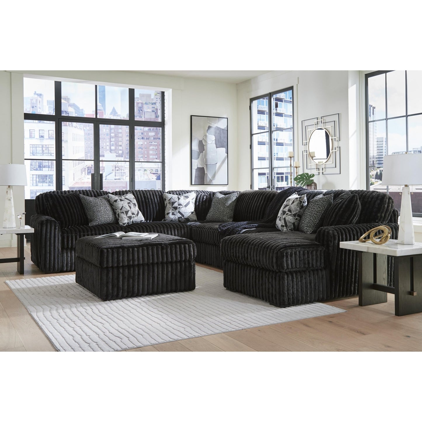 Signature Design by Ashley Midnight - Madness 98103S24 6 pc Sectional with Chaise - American Furniture of Slidell