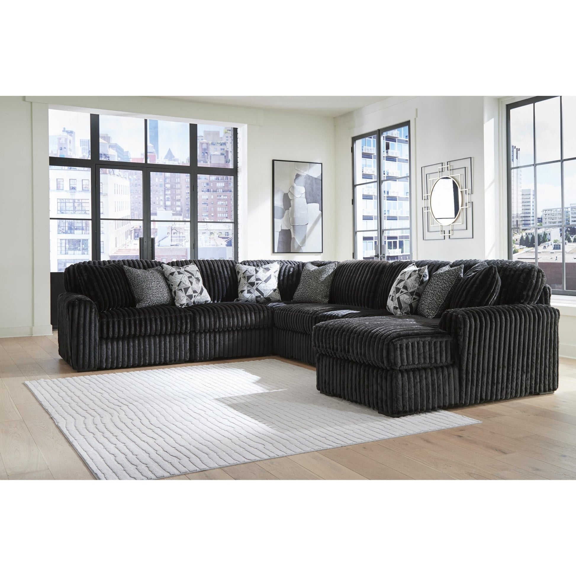 Signature Design by Ashley Midnight - Madness 98103S24 6 pc Sectional with Chaise - American Furniture of Slidell