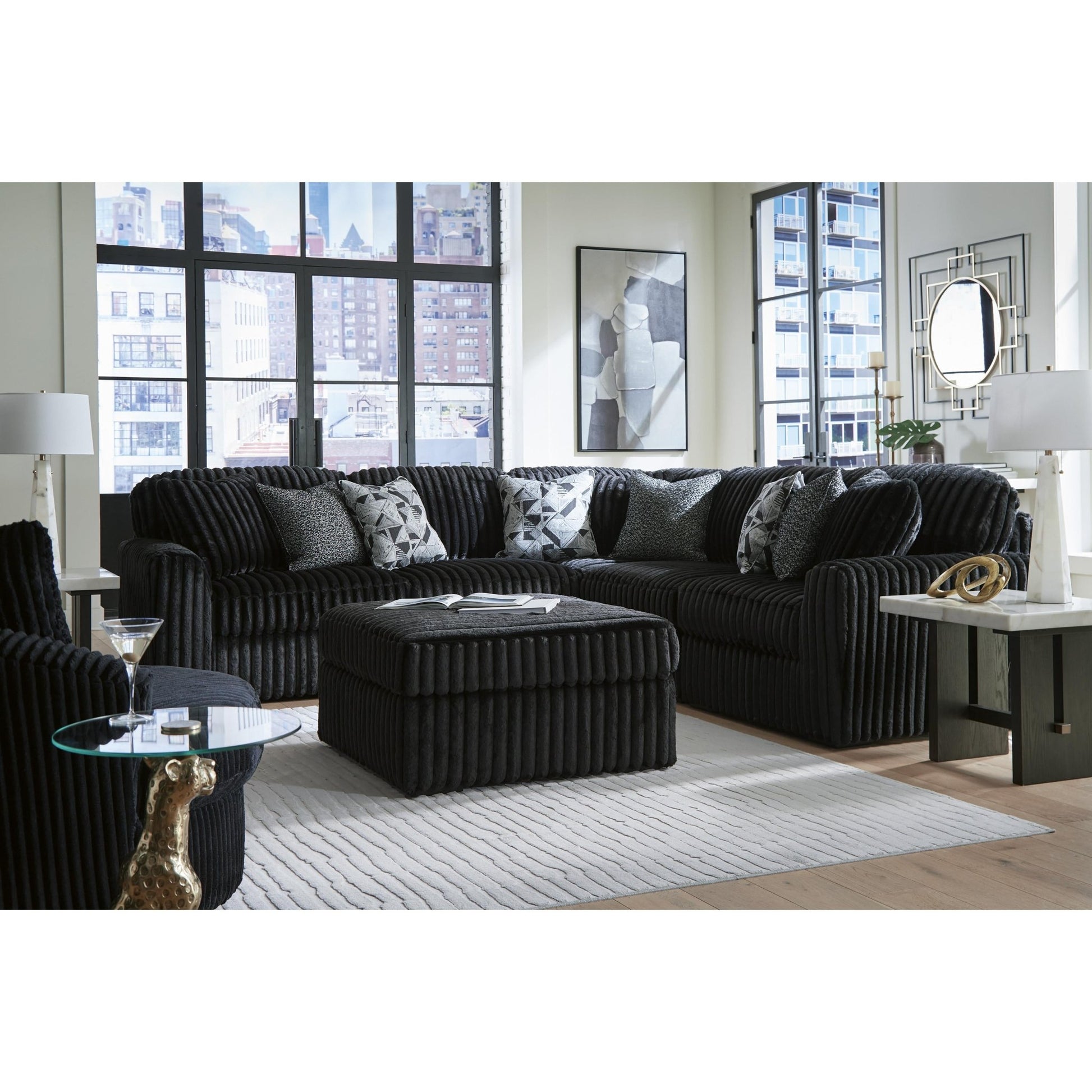 Signature Design by Ashley Midnight - Madness 98103S26 5 pc Sectional - American Furniture of Slidell