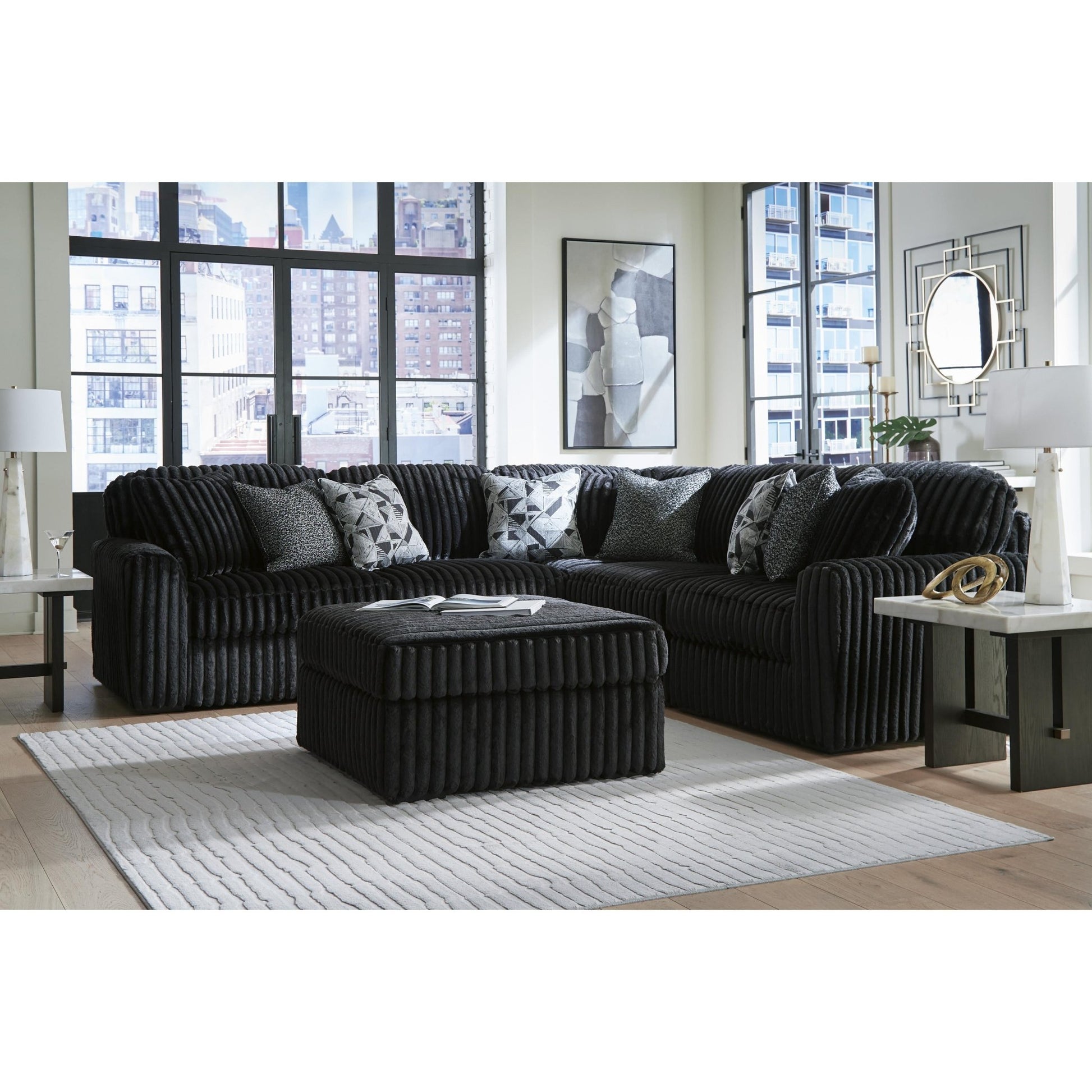 Signature Design by Ashley Midnight - Madness 98103S26 5 pc Sectional - American Furniture of Slidell