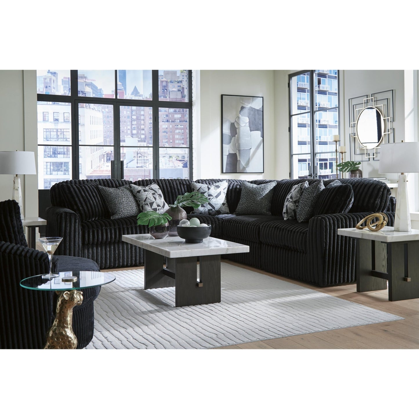 Signature Design by Ashley Midnight - Madness 98103S26 5 pc Sectional - American Furniture of Slidell