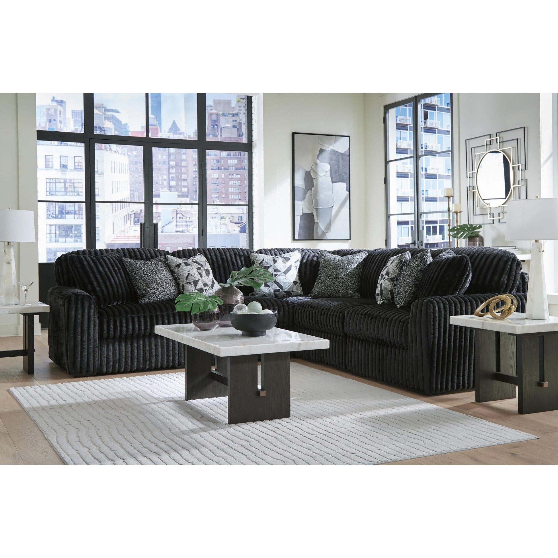Signature Design by Ashley Midnight - Madness 98103S26 5 pc Sectional - American Furniture of Slidell