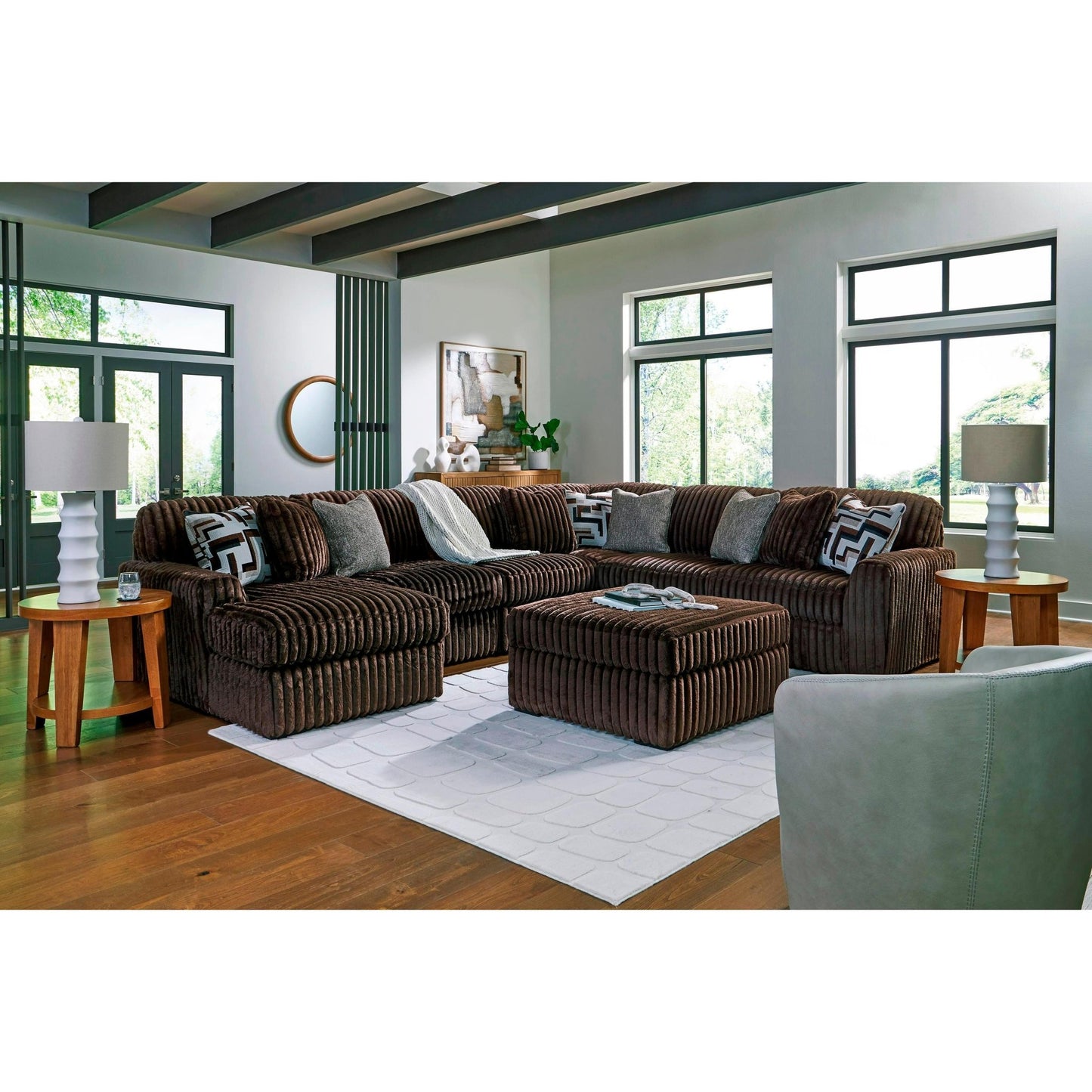 Signature Design by Ashley Midnight - Madness 98104S23 6 pc Sectional with Chaise - American Furniture of Slidell