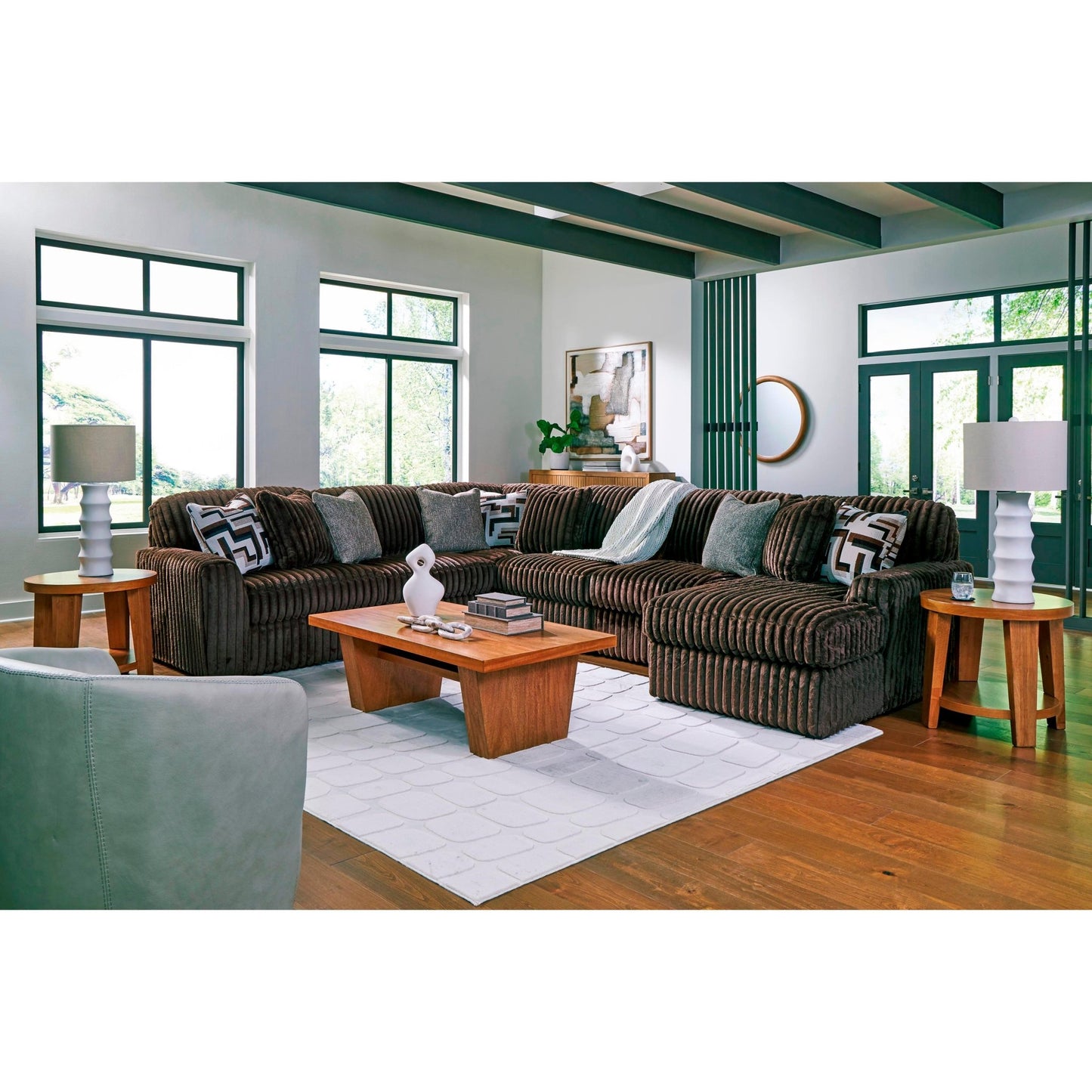 Signature Design by Ashley Midnight - Madness 98104S24 6 pc Sectional with Chaise - American Furniture of Slidell
