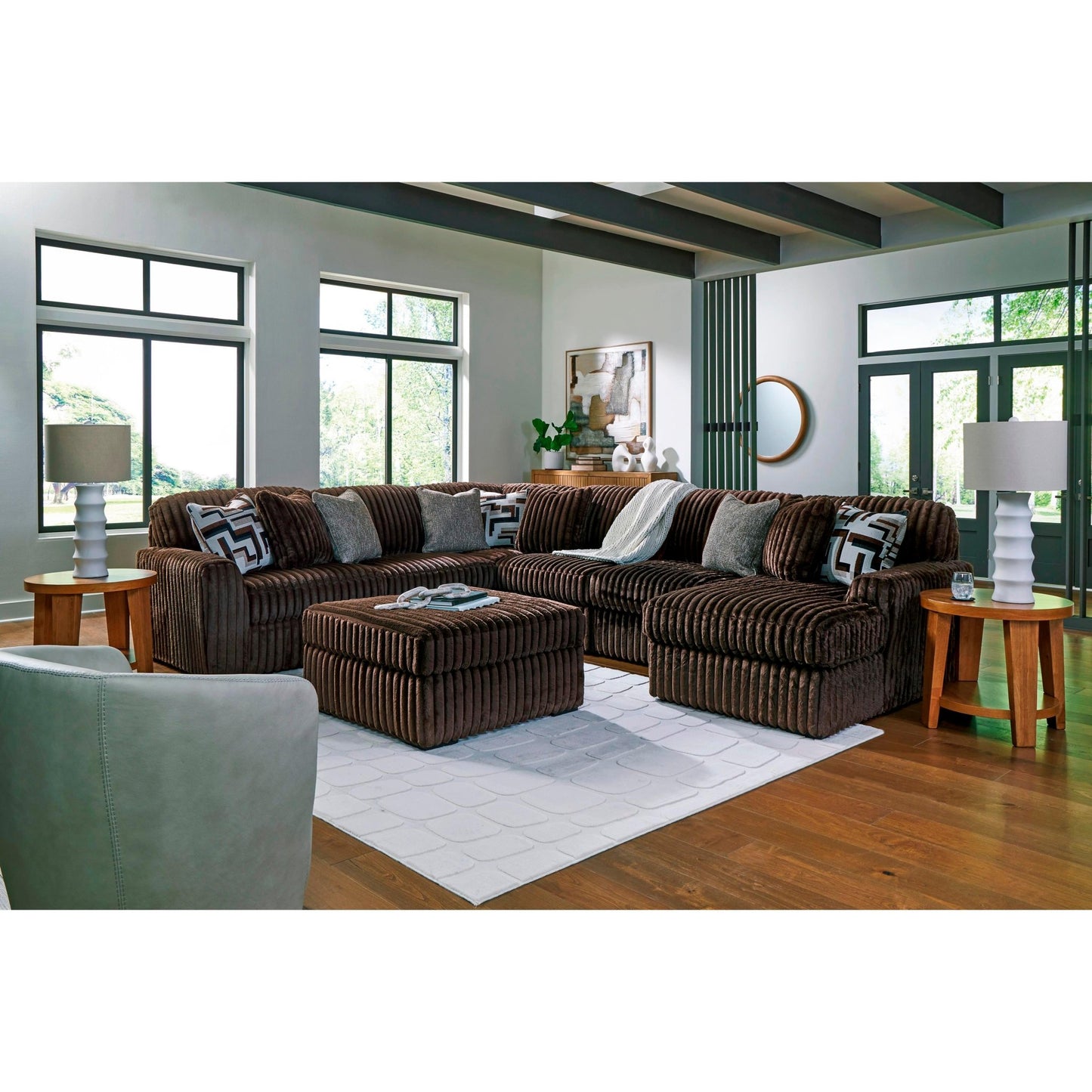 Signature Design by Ashley Midnight - Madness 98104S24 6 pc Sectional with Chaise - American Furniture of Slidell