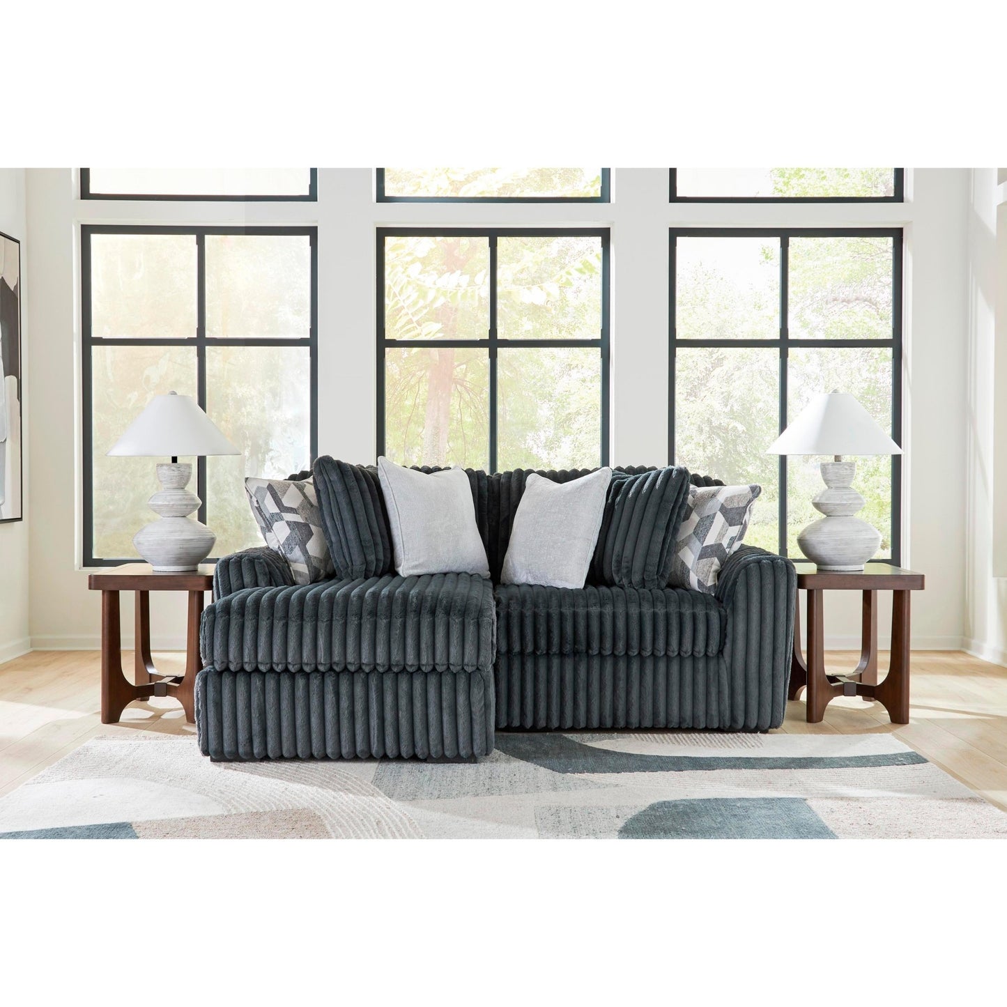 Signature Design by Ashley Midnight - Madness 98105S15 2 pc Sectional with Chaise - American Furniture of Slidell