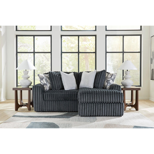 Signature Design by Ashley Midnight - Madness 98105S16 2 pc Sectional with Chaise - American Furniture of Slidell