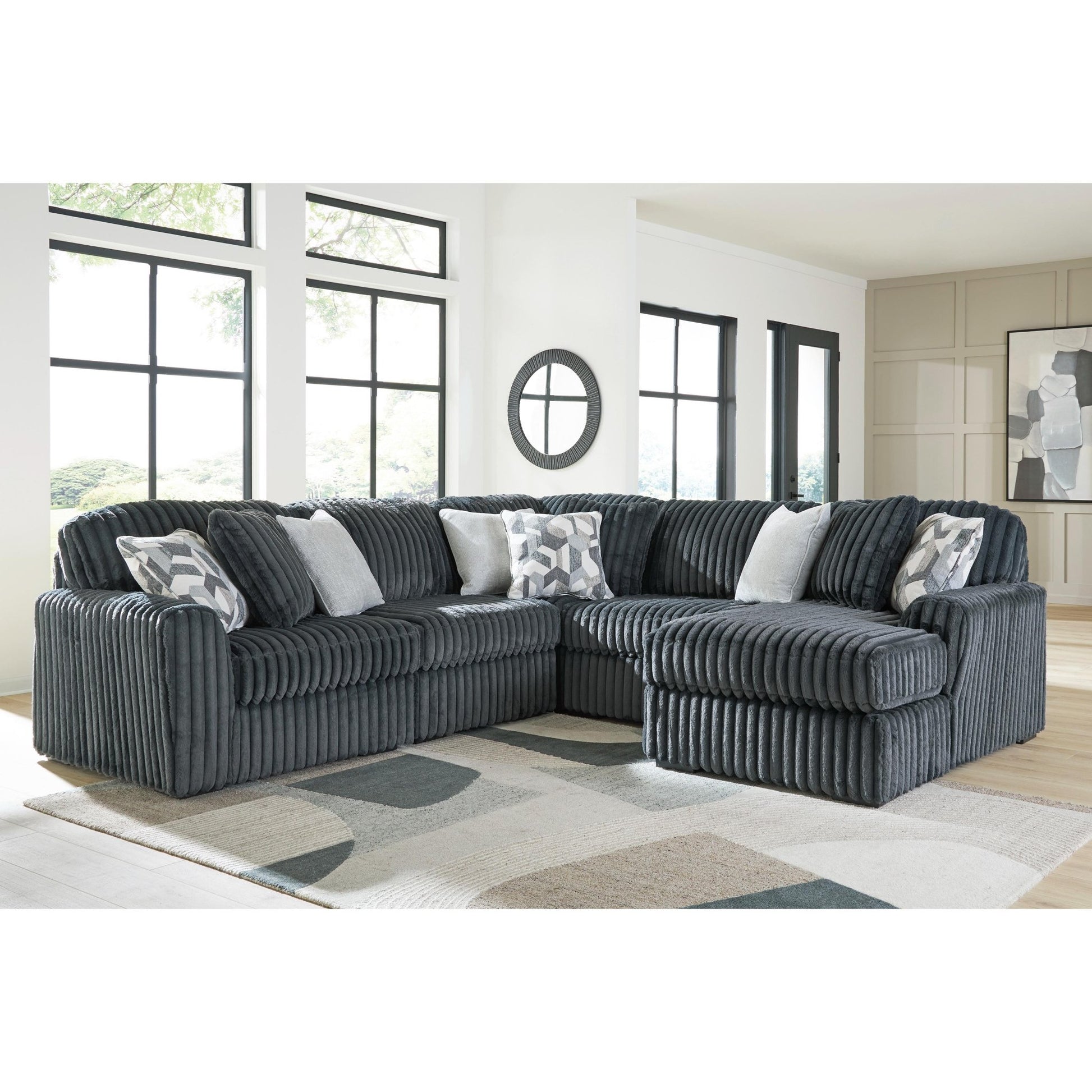 Signature Design by Ashley Midnight - Madness 98105S23 5 pc Sectional with Chaise - American Furniture of Slidell