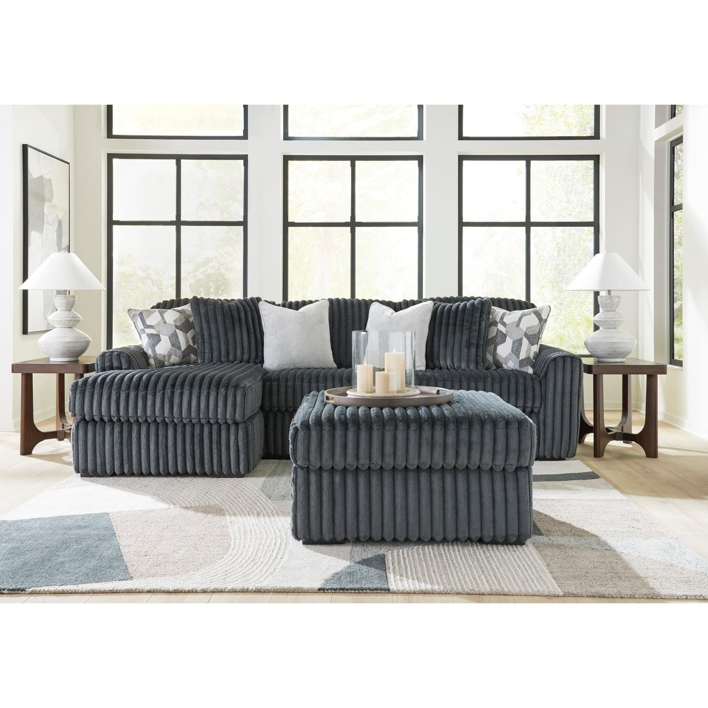 Signature Design by Ashley Midnight - Madness 98105S4 2 pc Sectional Sofa Chaise - American Furniture of Slidell