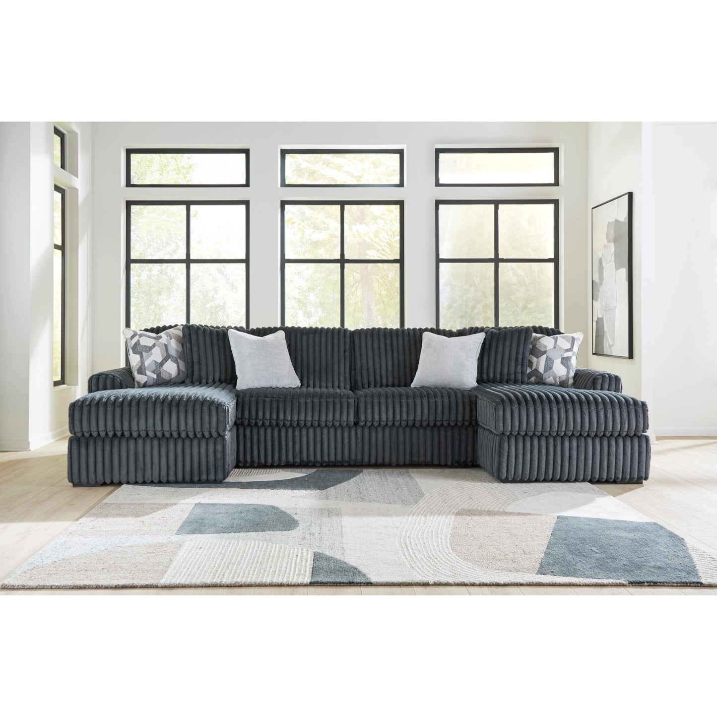 Signature Design by Ashley Midnight - Madness 98105S7 3 pc Double Chaise Sectional - American Furniture of Slidell
