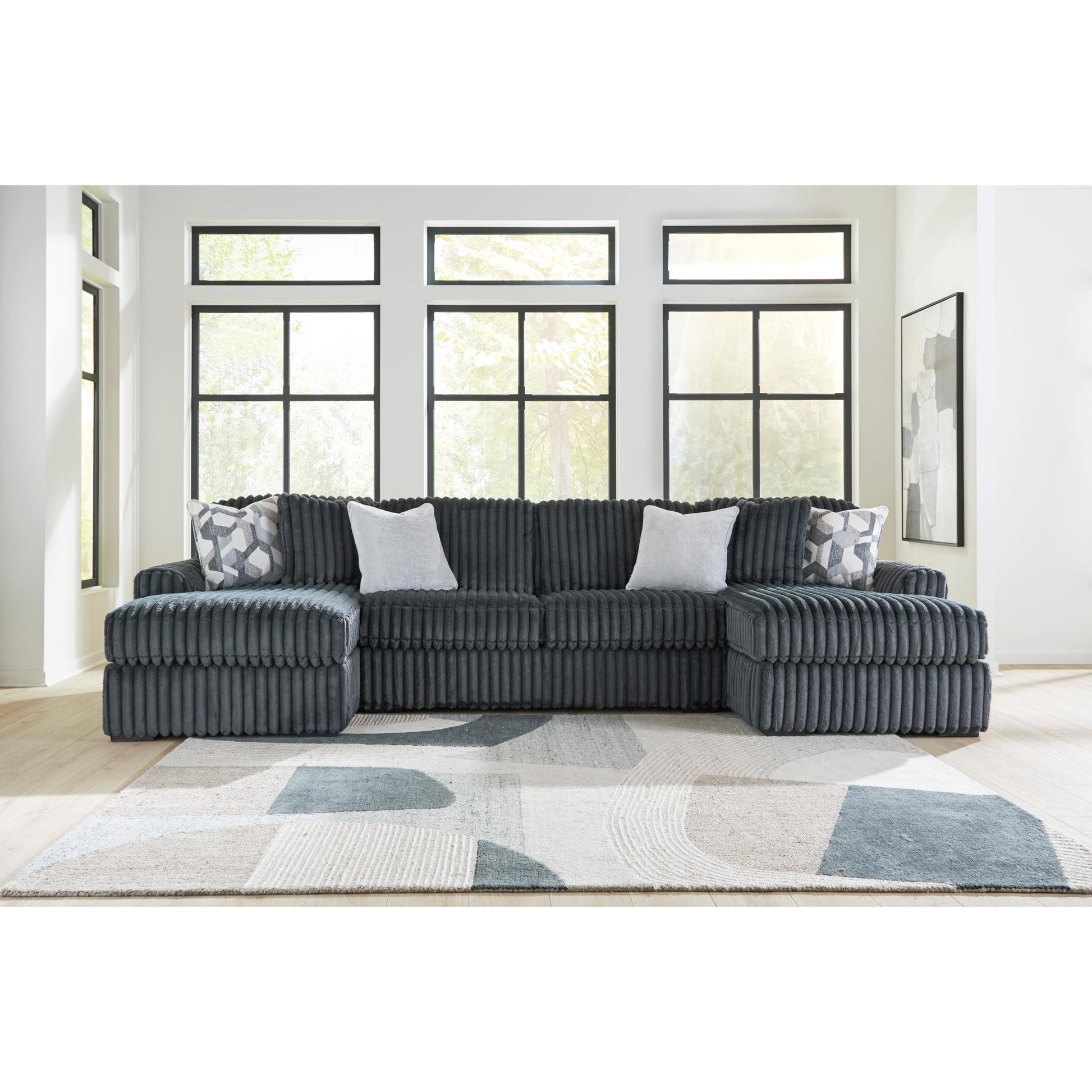 Signature Design by Ashley Midnight - Madness 98105S7 3 pc Double Chaise Sectional - American Furniture of Slidell