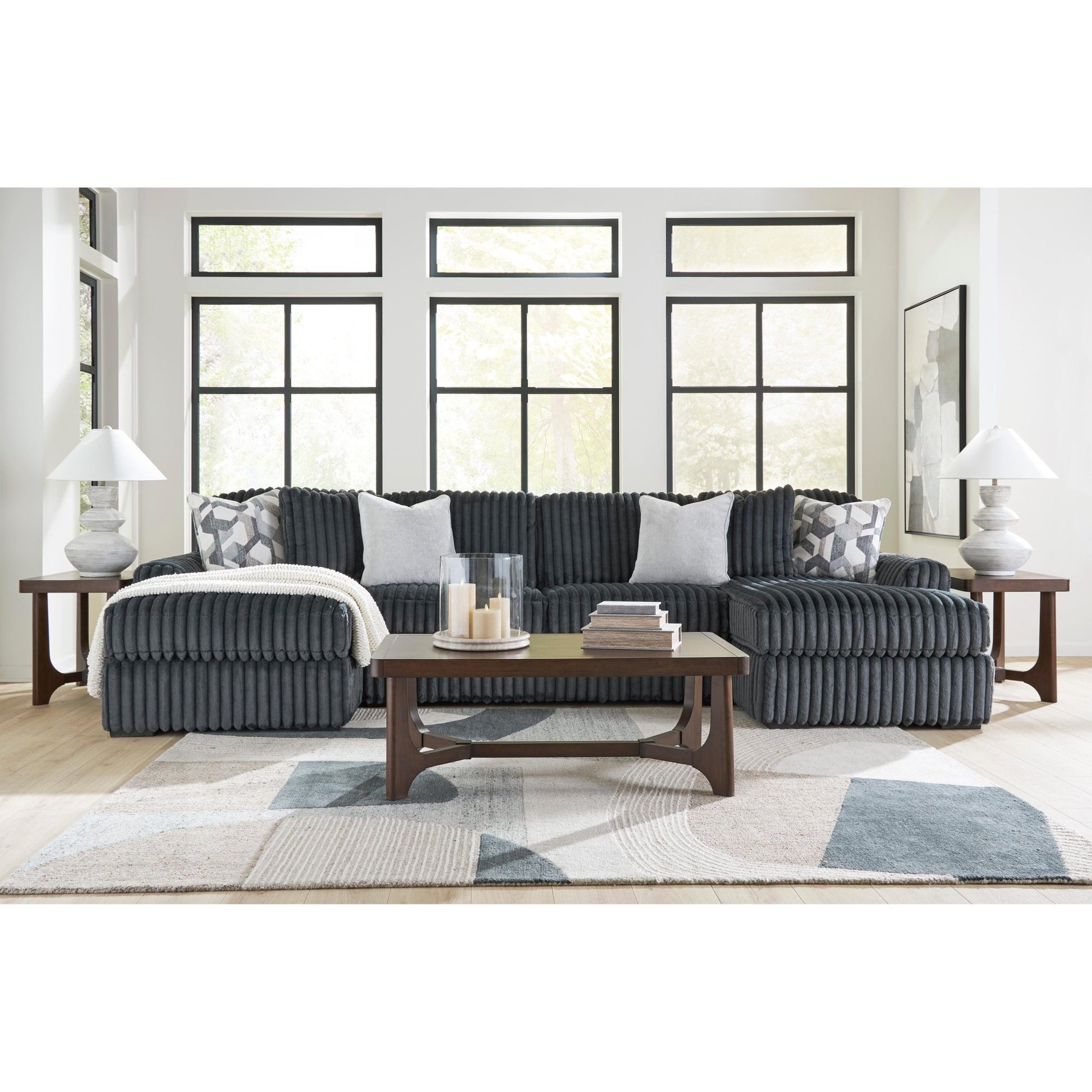 Signature Design by Ashley Midnight - Madness 98105S7 3 pc Double Chaise Sectional - American Furniture of Slidell
